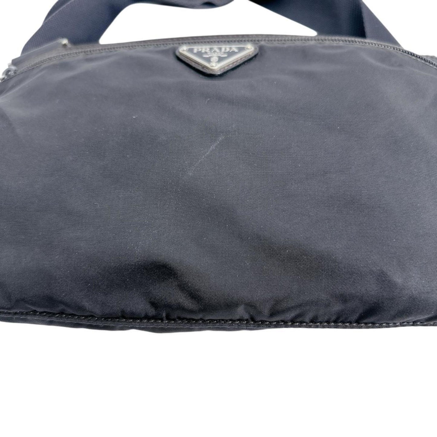 Prada Shoulder Bag Body Triangle Logo Nylon Black