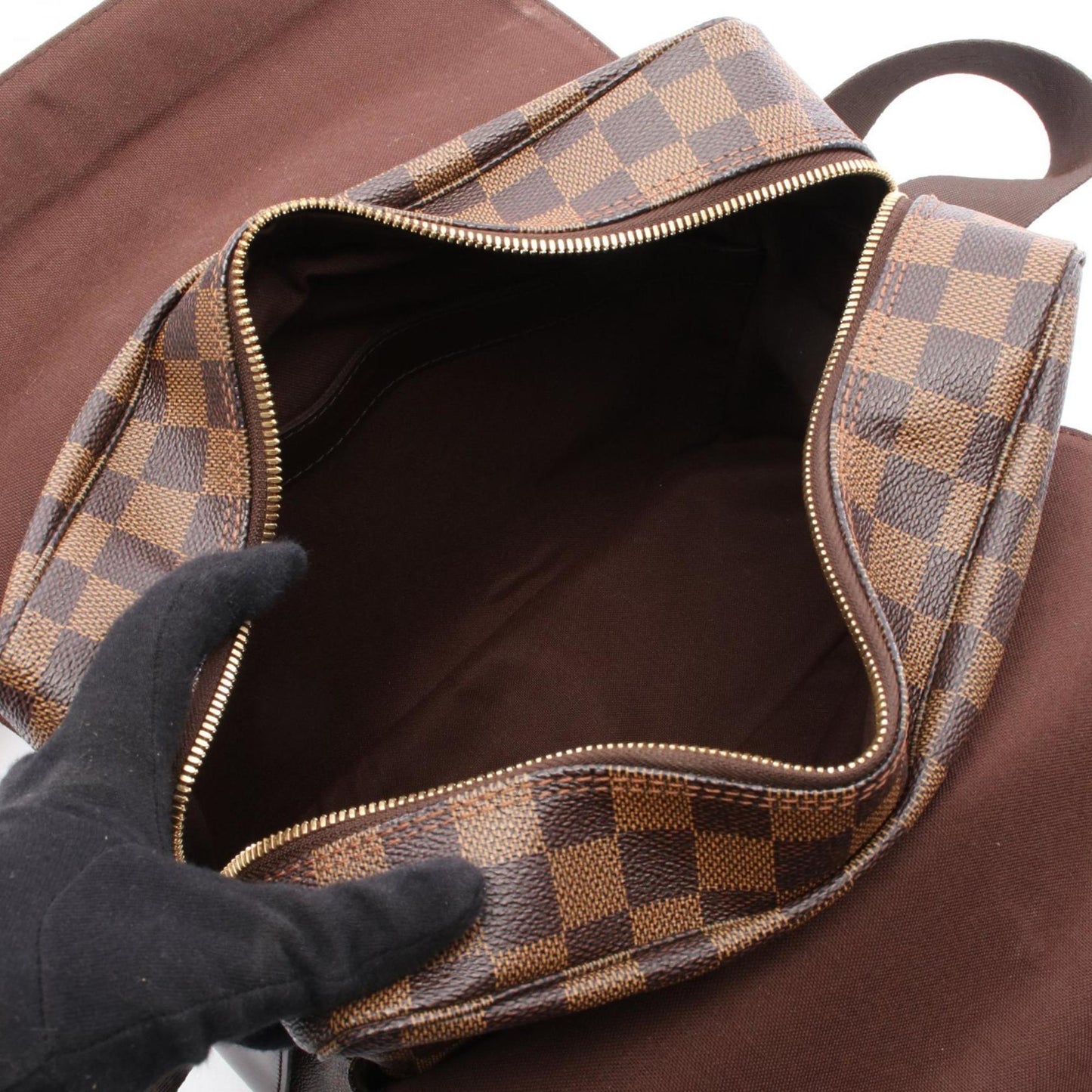 Louis Vuitton Naviglio Shoulder Bag Coated Canvas Leather Damier