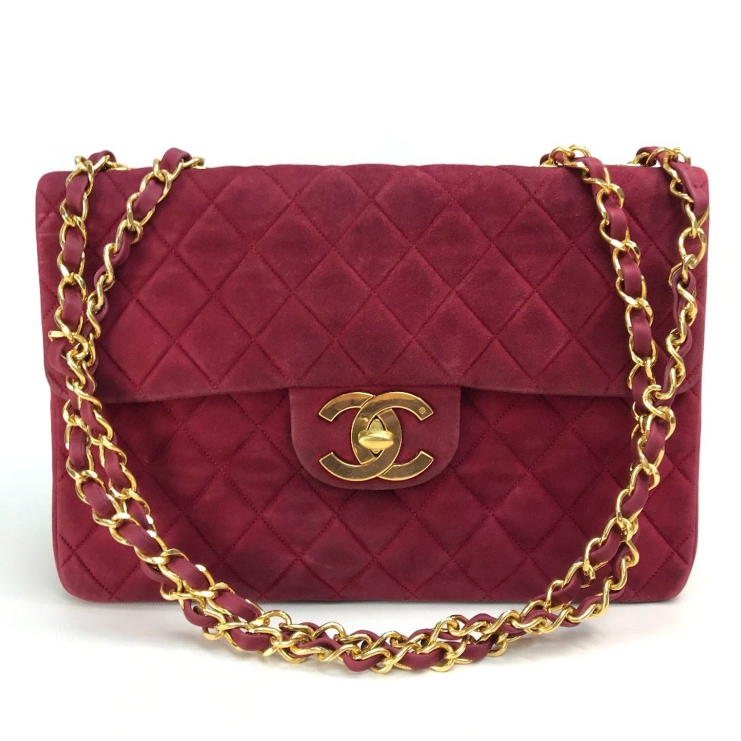 Chanel Cc Mark Bag Double Chain Shoulder Bag Bordeaux Goldhardware