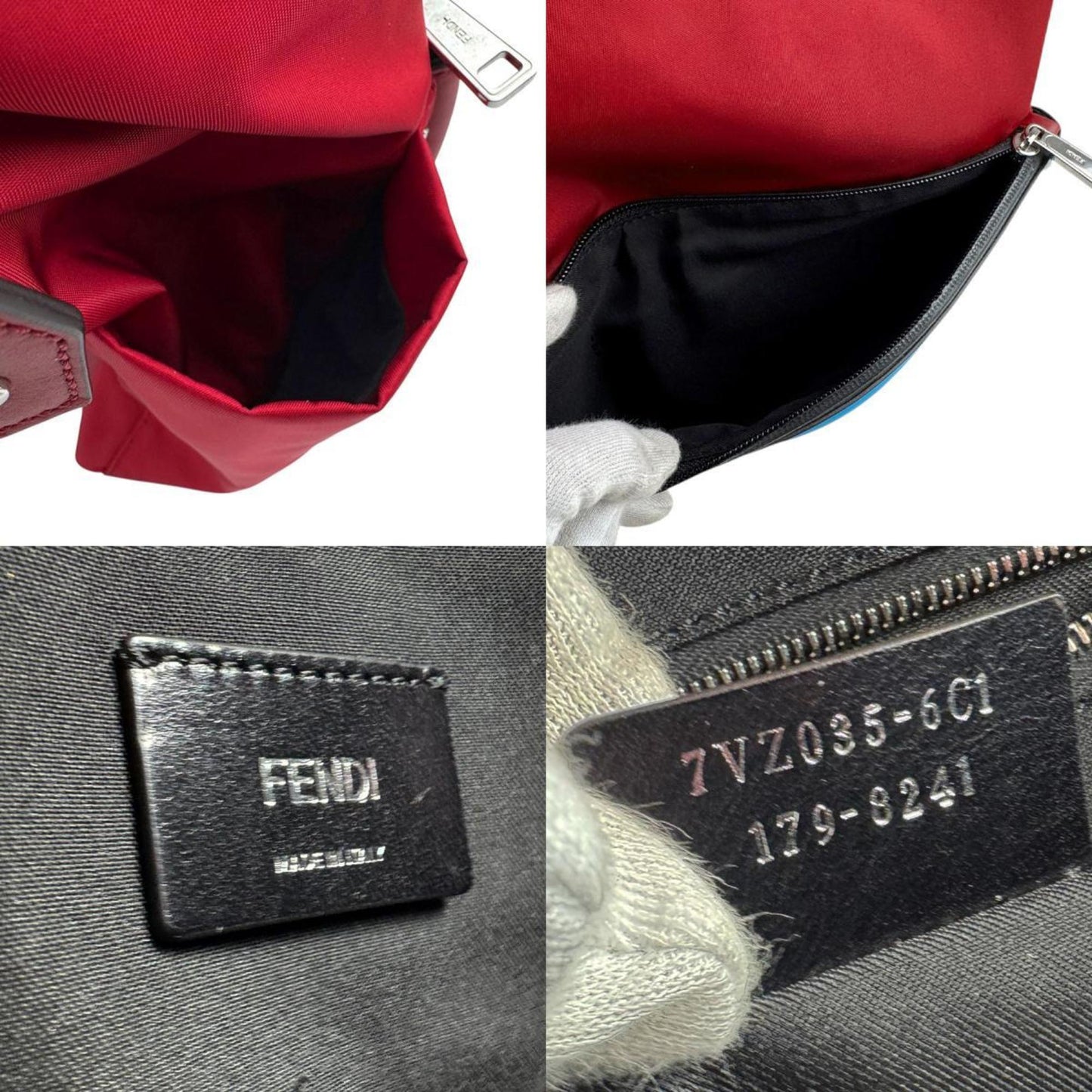 Fendi Backpack Nylon Leather Red X Yellow Blue