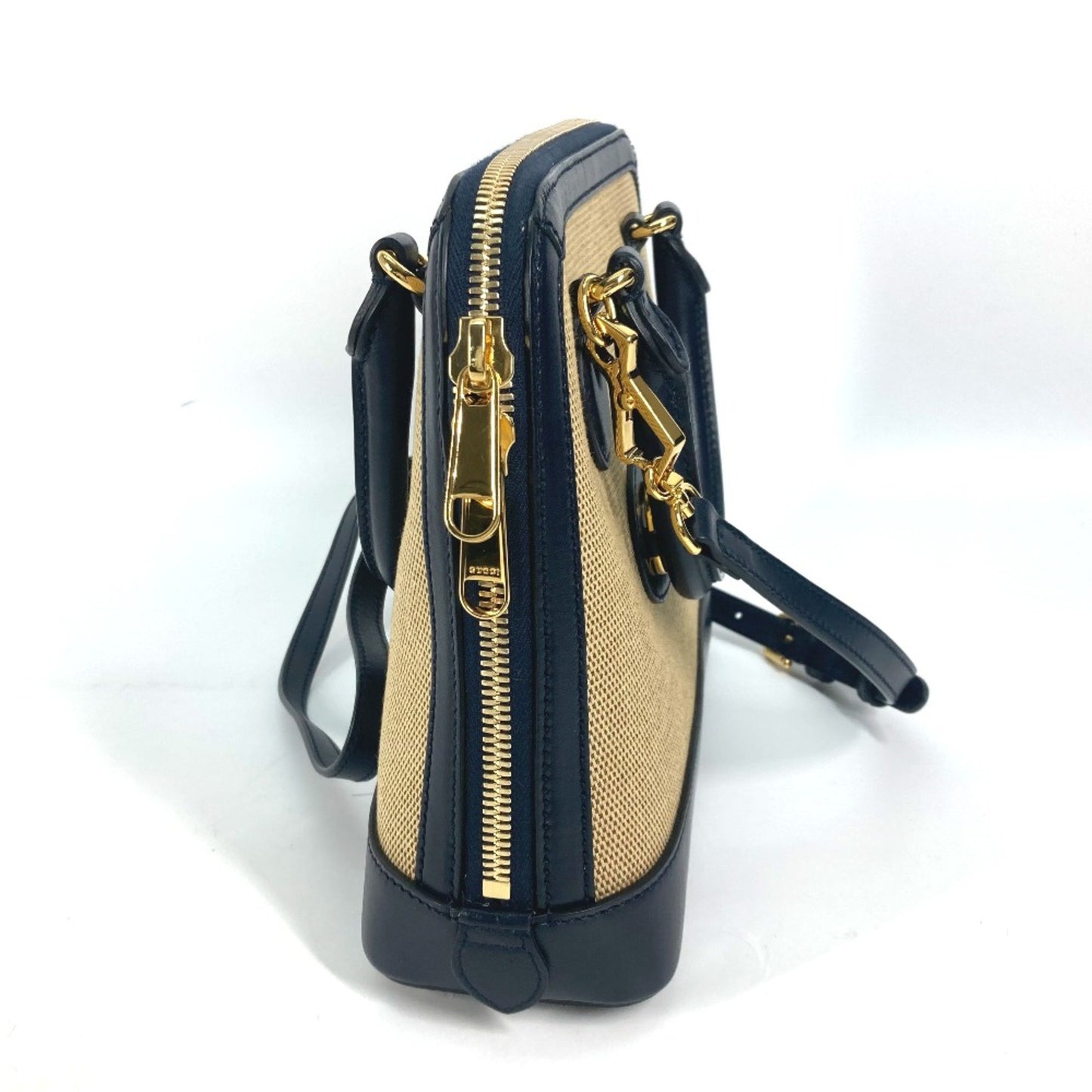 Gucci 621220 Horsebit 1955 2Way Shoulder Bag Shoulder Bag Crossbody Hand Bag Beige X Dark Navy