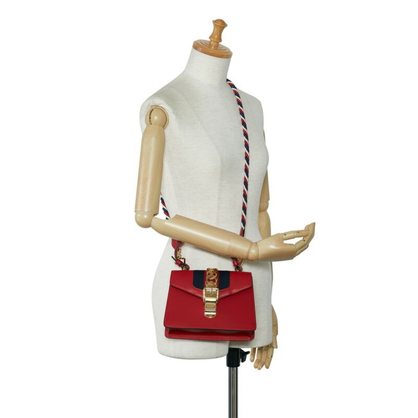 Gucci Sylvie Handbag Shoulder Bag 470270 Red Leather