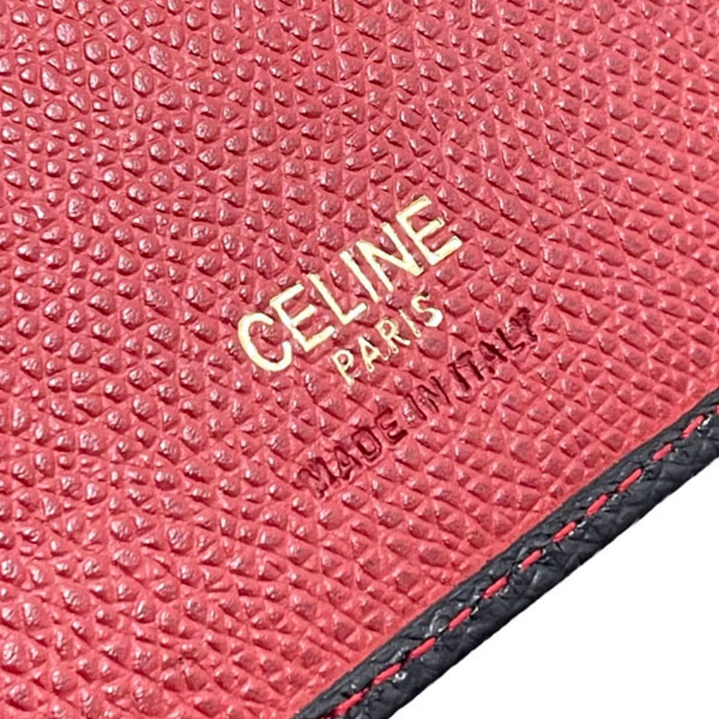 Celine Card Case Business Holder Leather Black Celine Bi-Fold Ic Id Pass Kk-11396