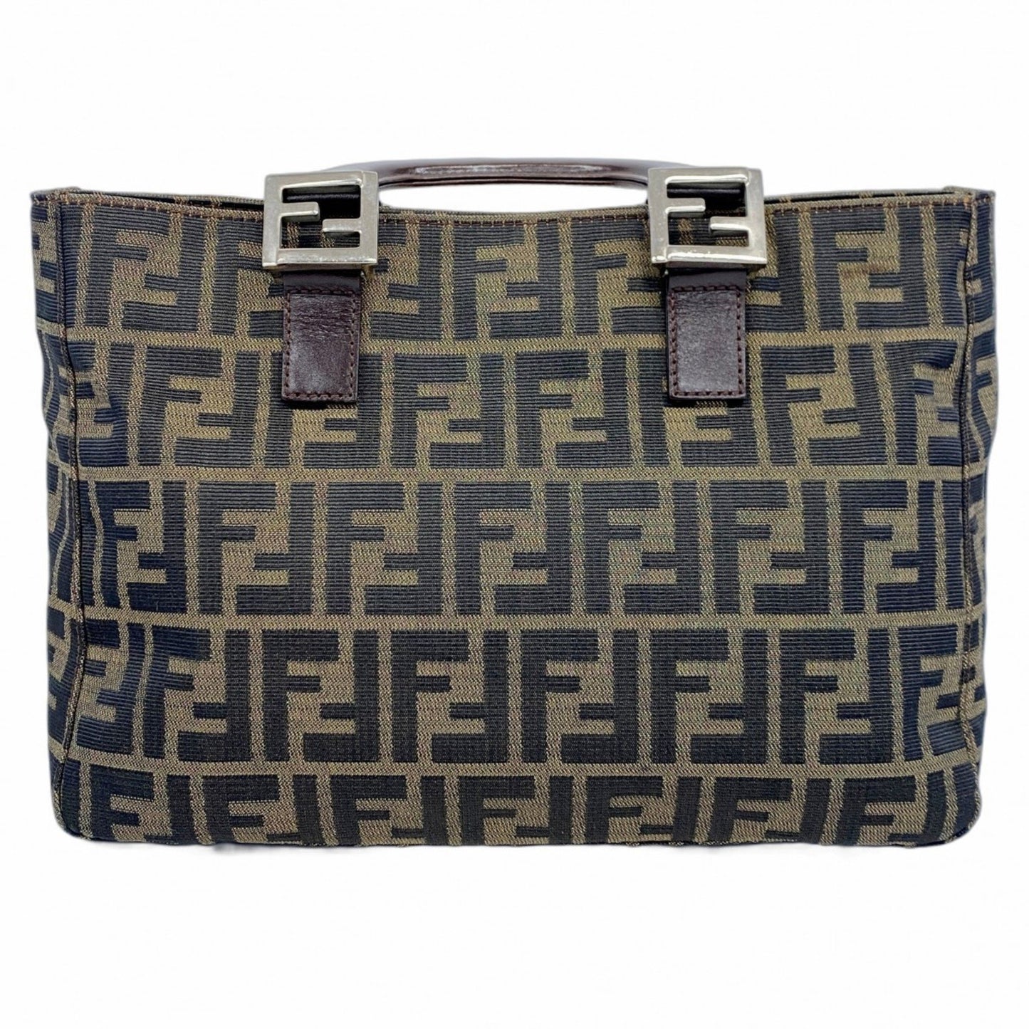 Fendi Zucca Nylon Canvas Handbag In Brown