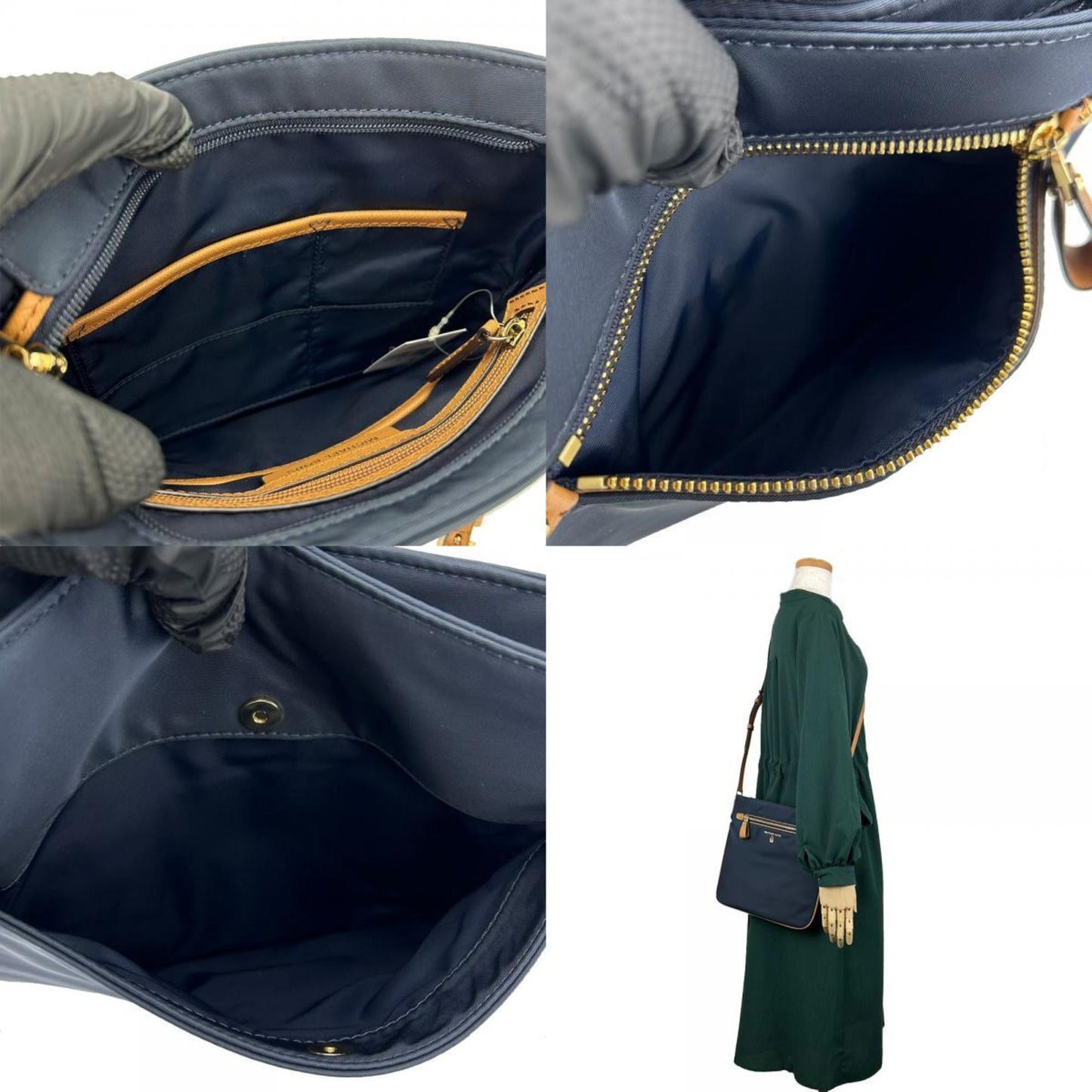 Michael Kors Shoulder Bag 32F7Go2C3C Nylon Leather Navy Brown