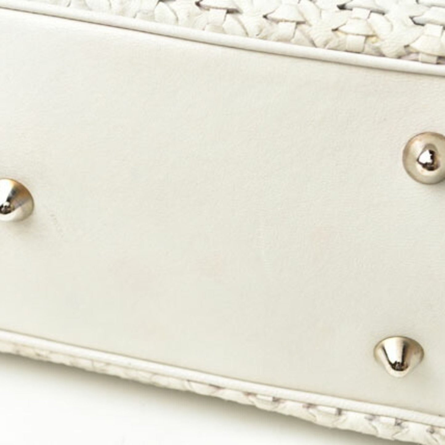 Christian Dior Tote Bag Lady Intrecciato White Silver