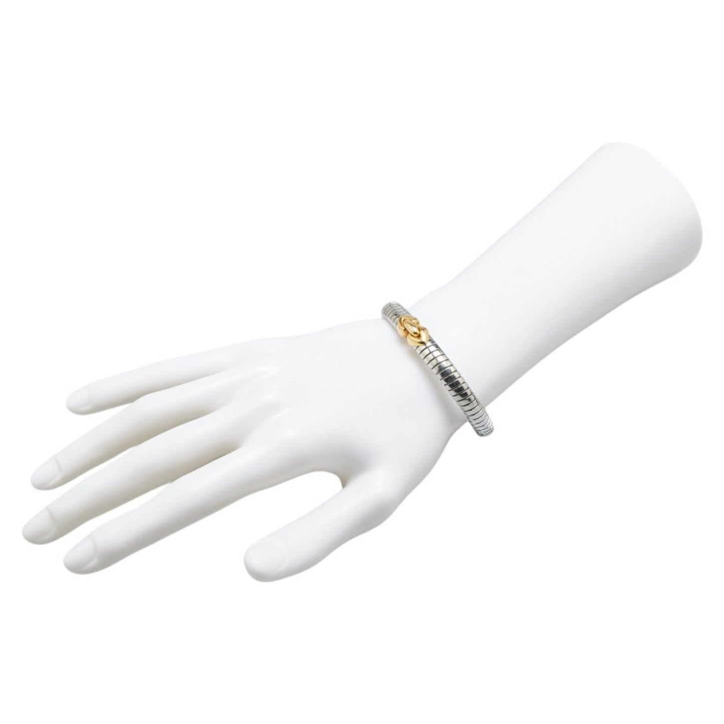 Bvlgari Doppio Cuore Bangle In Stainless Steel