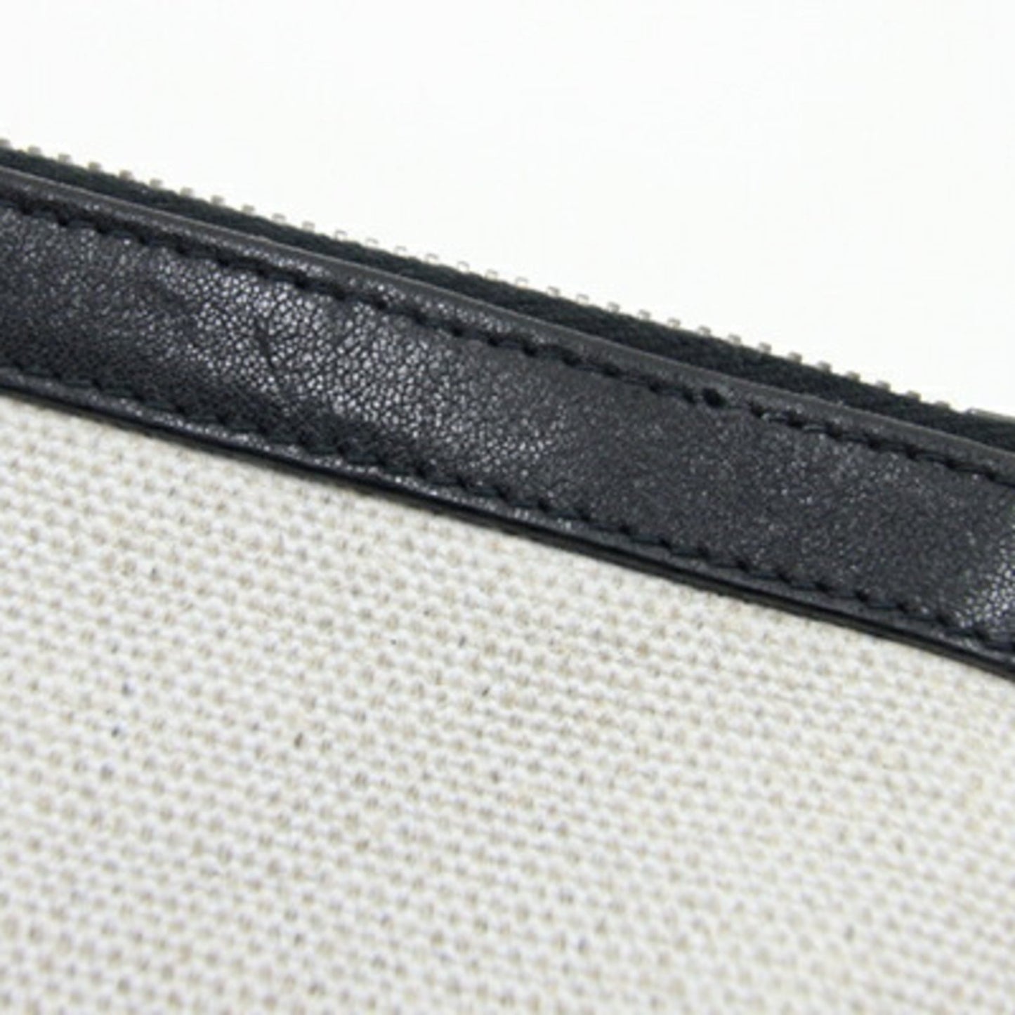 Saint Laurent Clutch Bag Rive Gauche 581369 Ivory Beige Black Pvc Leather Hand Strap Pouch