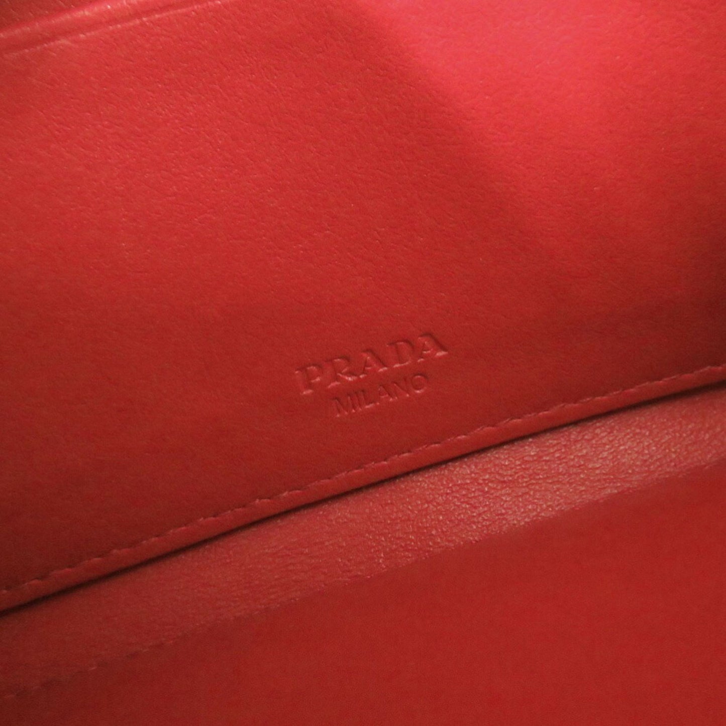 Like New Prada 1M1437 Nylon And Leather Red Shoulder Wallet