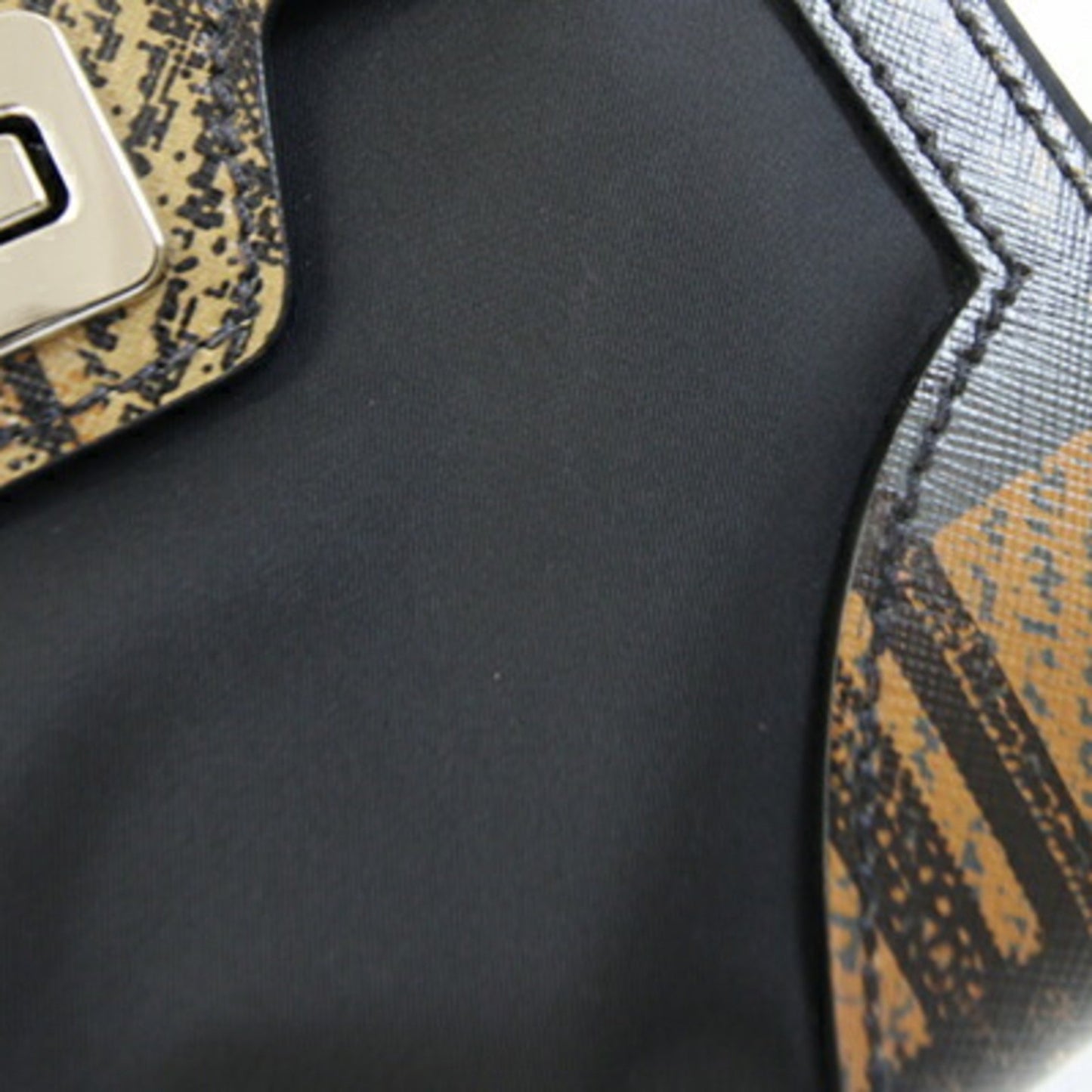 Prada Handbag 1Ba014 Black Brown Nylon Leather Shoulder Bag Check