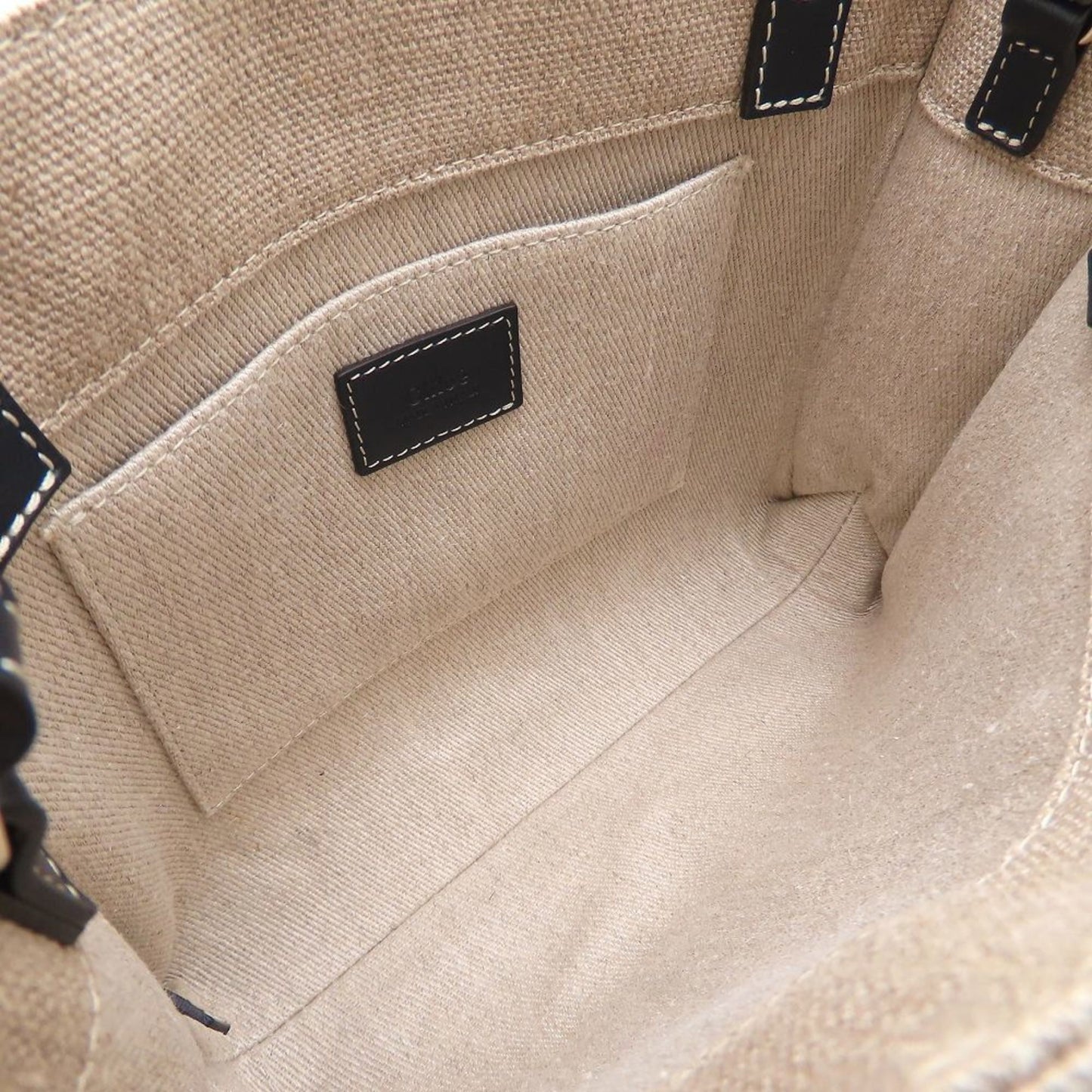 Chlo Chloe Woody Small Tote (Chc22As397I2691J) Handbag In Linen And Calfskin