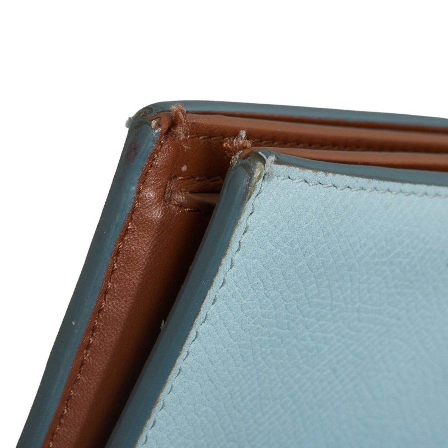Celine Bi-Fold Wallet Blue Brown Leather
