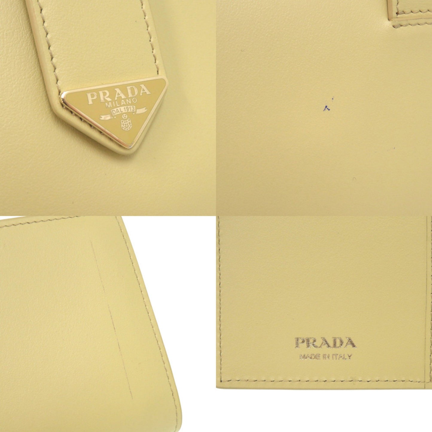 Prada 1Mv025 Triangle Logo Leather Yellow Long Wallet 0615 Prada