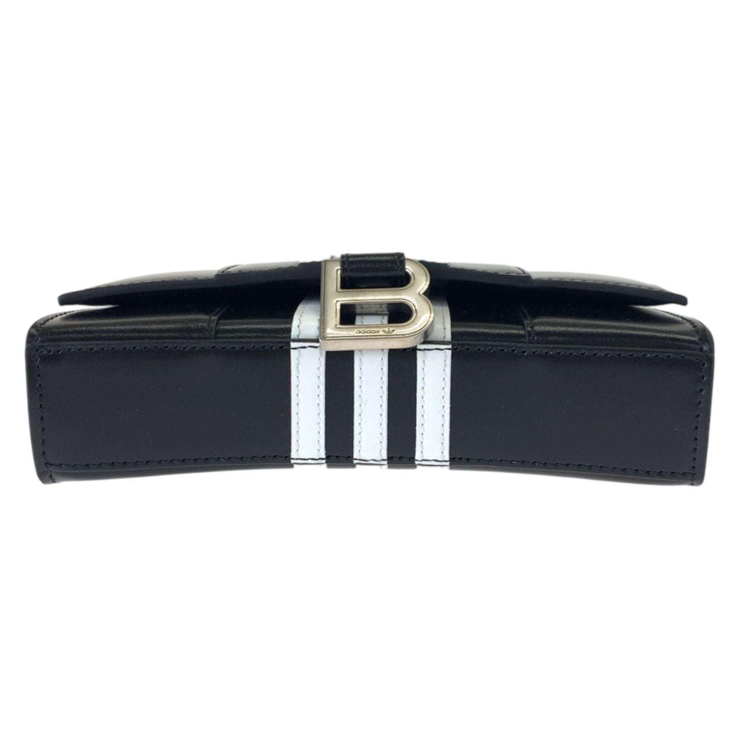 Balenciaga Balenciaga Adidas Collaboration Hourglass Wallet On Chain Black White Leather 2304Blsjj