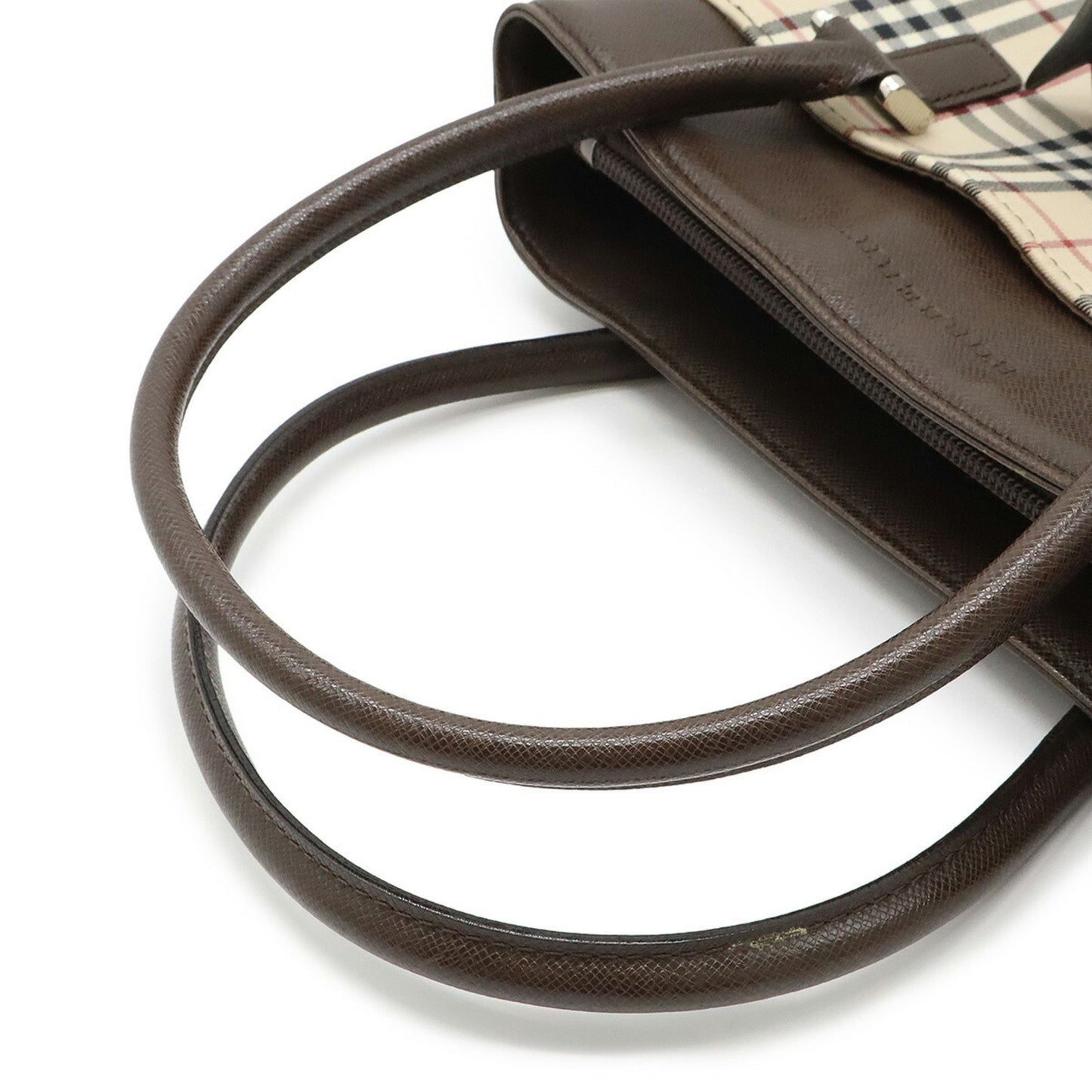 Burberry Nova Check Pattern Handbag Tote Bag Canvas Leather Beige Dark Brown Black Bordeaux