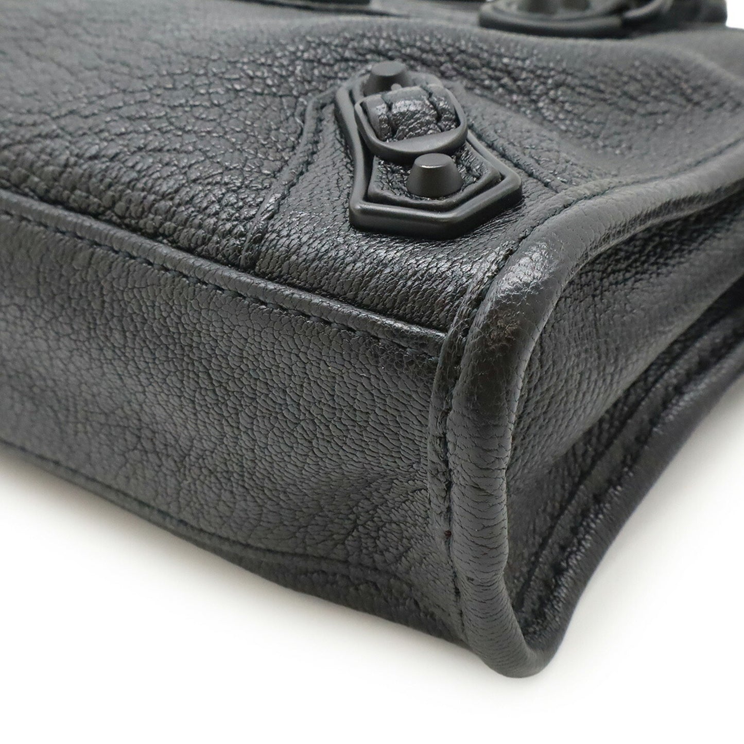Balenciaga Classic Nano City Handbag/Shoulder Bag In Black Leather