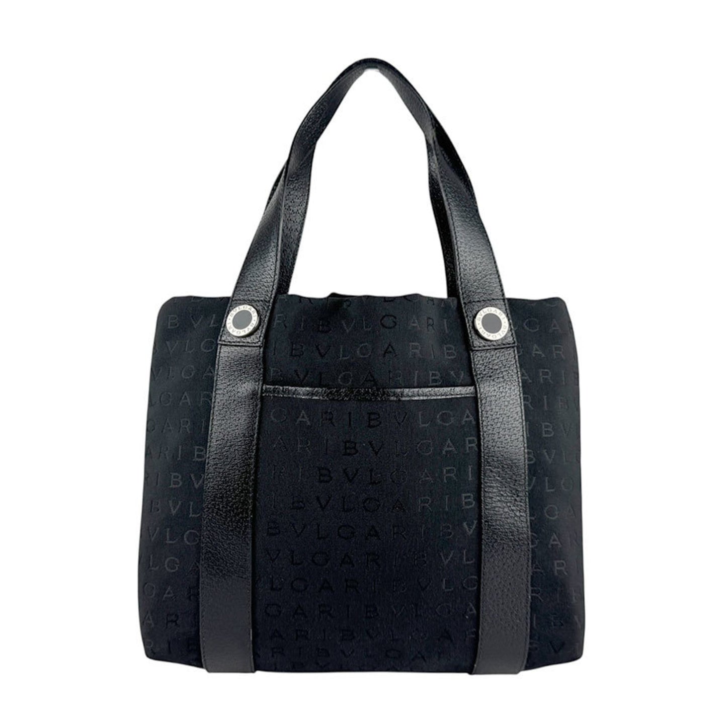 Bvlgari Bvlgari Handbag Nylon Canvas Leather Black