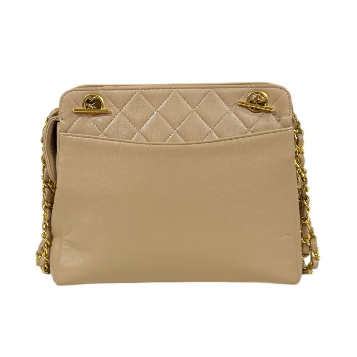 Chanel Shoulder Bag Lambskin Beige