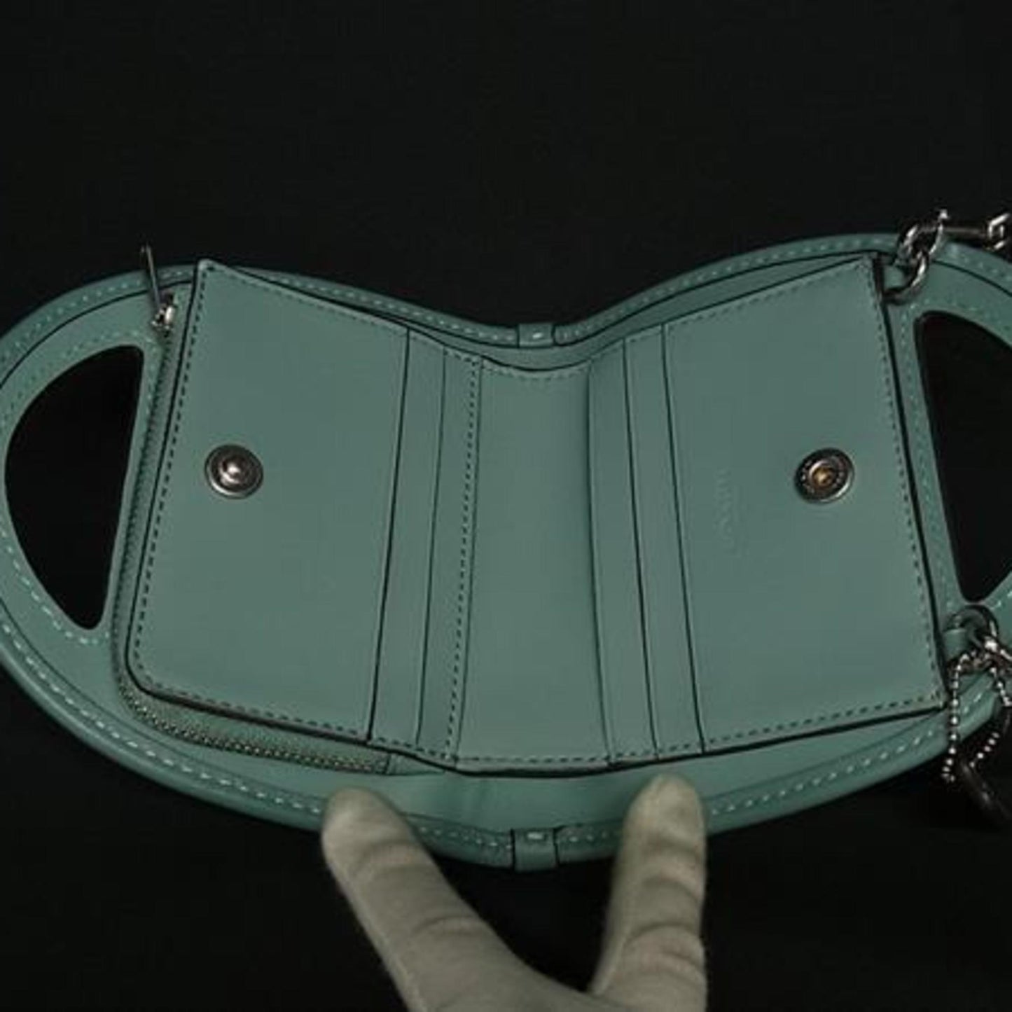 Coach Chain Wallet Ct879 Green Leather