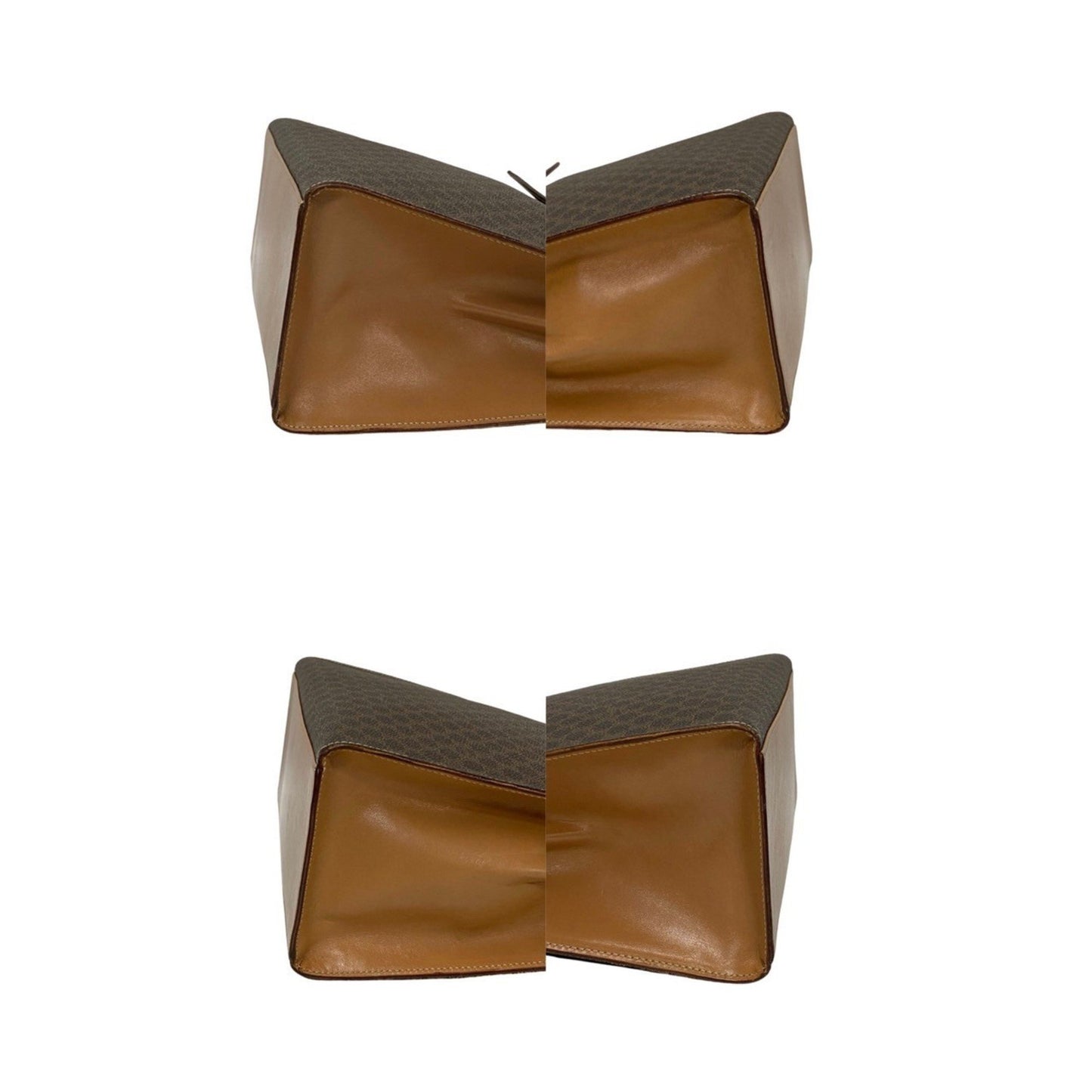 Celine Macadam Blason Triomphe Print Logo Ring Hardware Leather Handbag Mini Tote Bag Brown 328-8