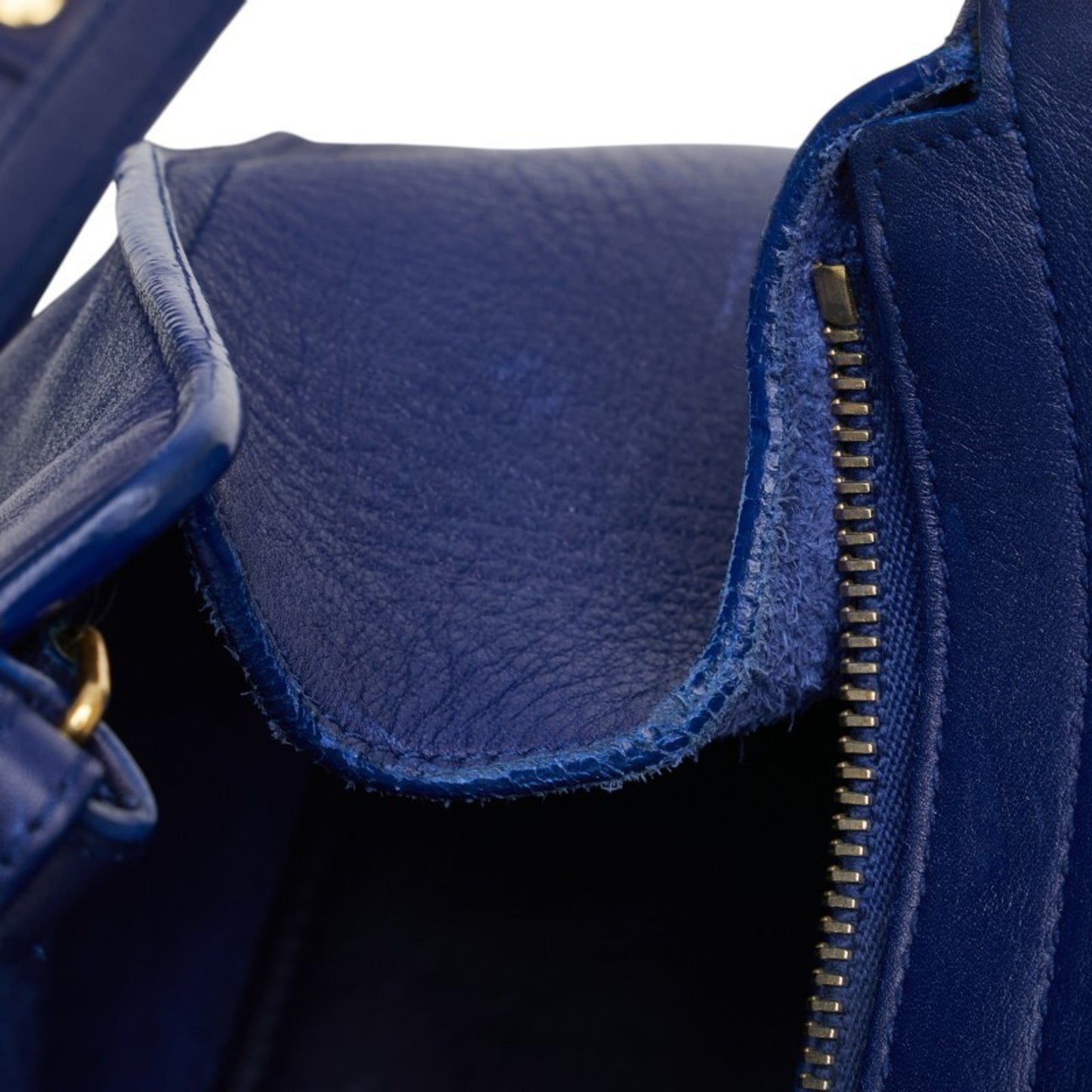 Saint Laurent Ysl Logo Petit Cabas Handbag/Shoulder Bag 2Way 311210 Blue Leather