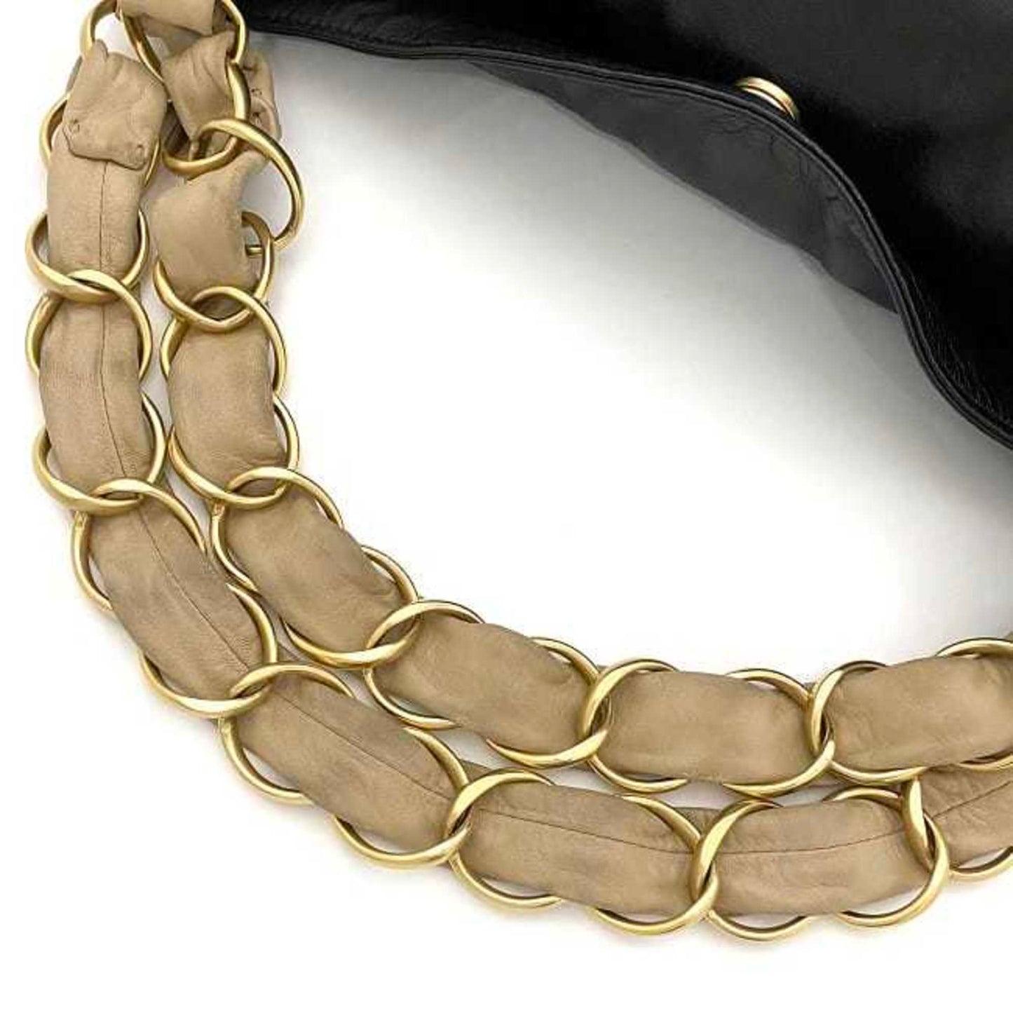Chanel Chain Tote Bag Black Beige Gold Cocomark Leather Lambskin 7Th Chanel Big Soft