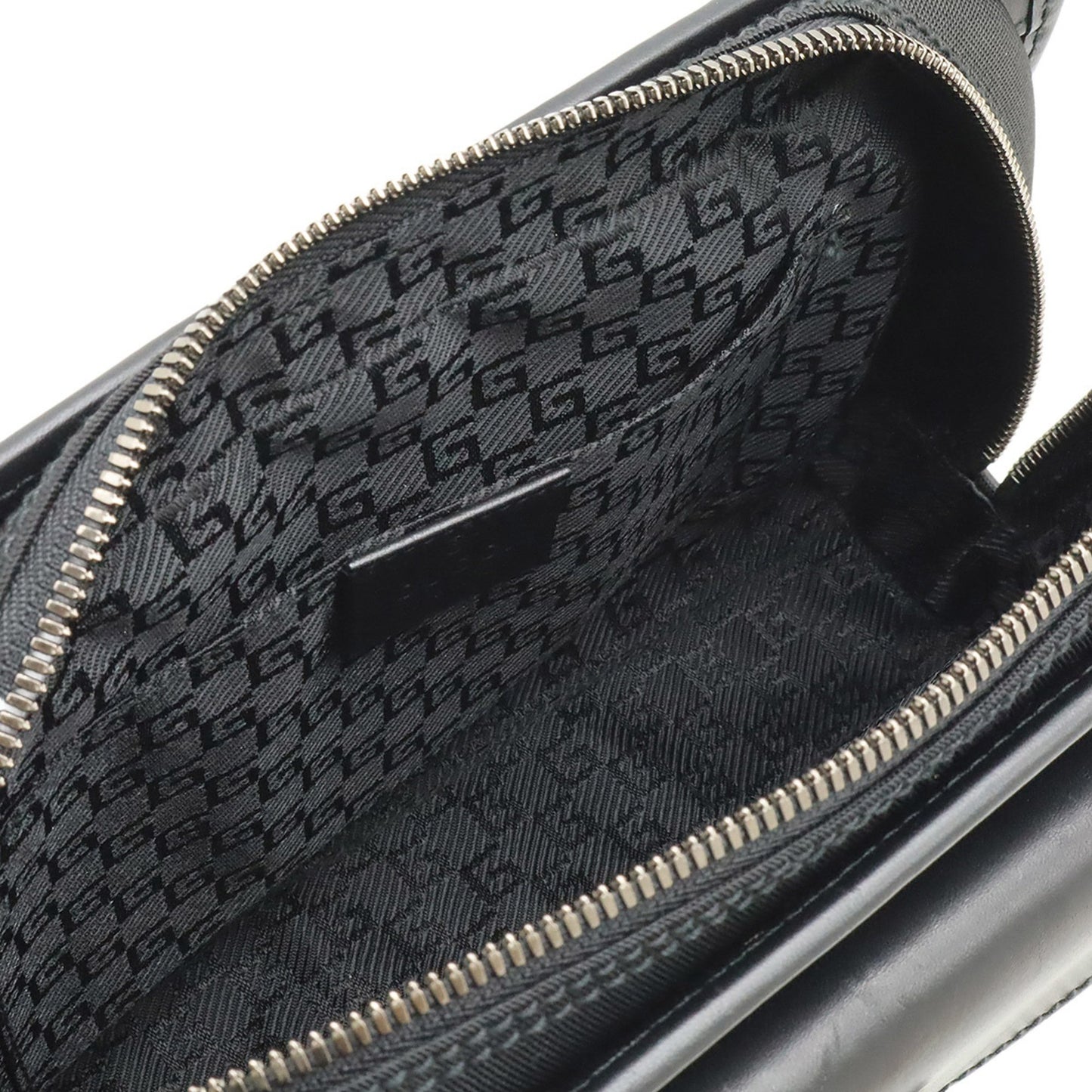 Gucci Gucci Second Bag Clutch Handbag Nylon Canvas Leather Black 108844