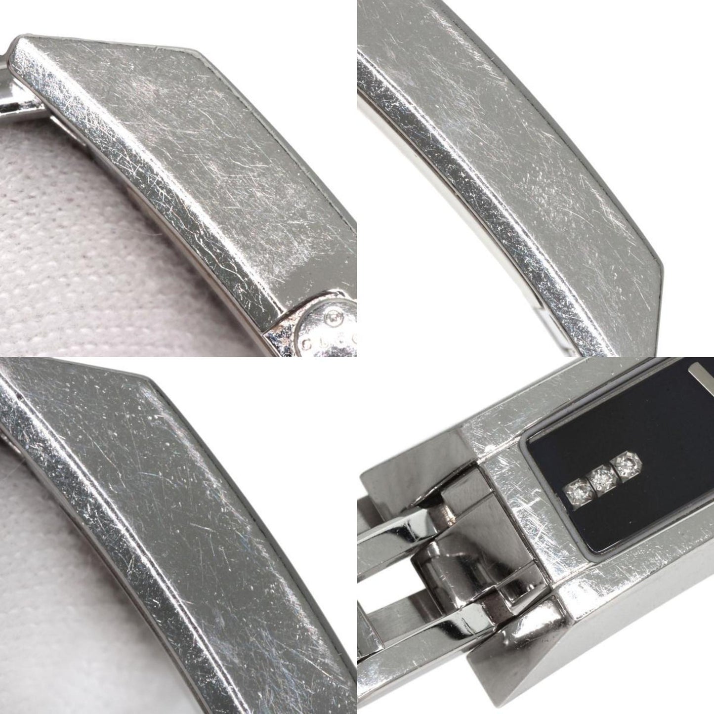 Gucci 110 Square Face 3P Diamond Watch Stainless Steel Ss