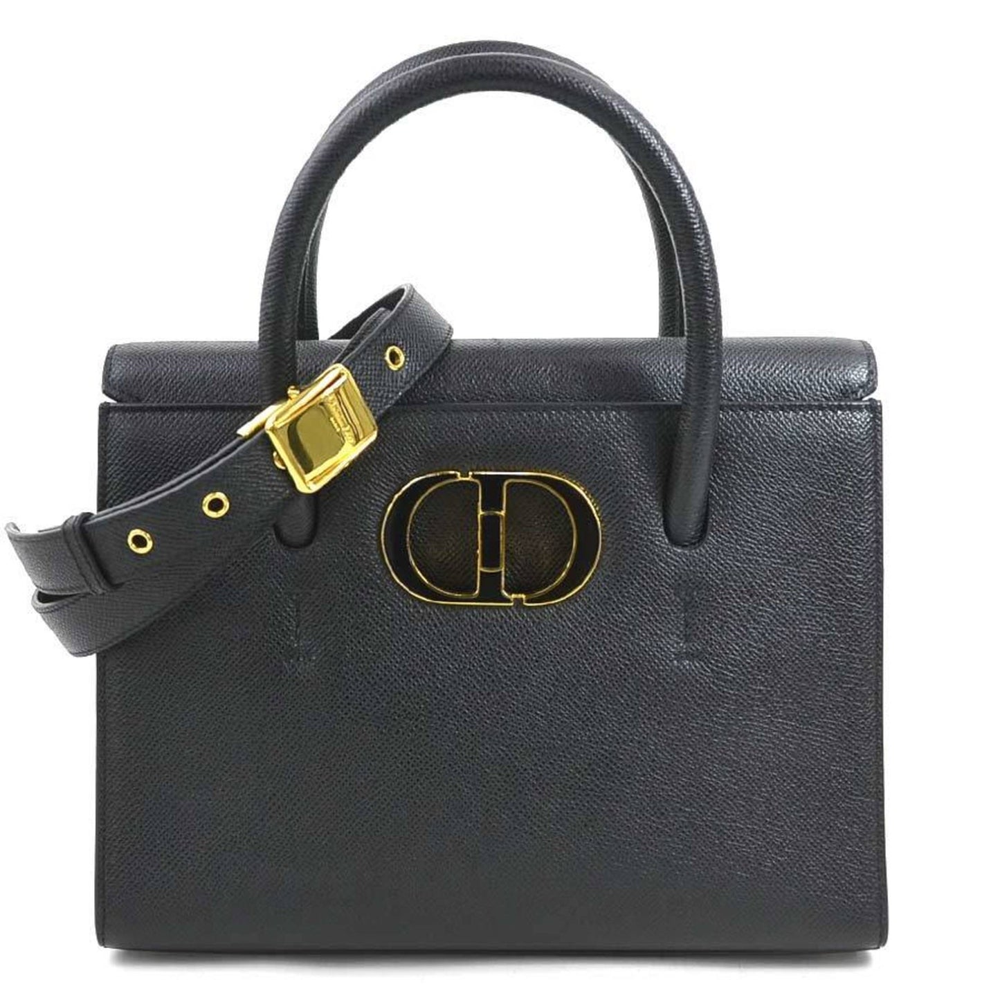 Christian Dior Handbag Shoulder Bag 30 Montaigne Saint Honore Small Leather Black