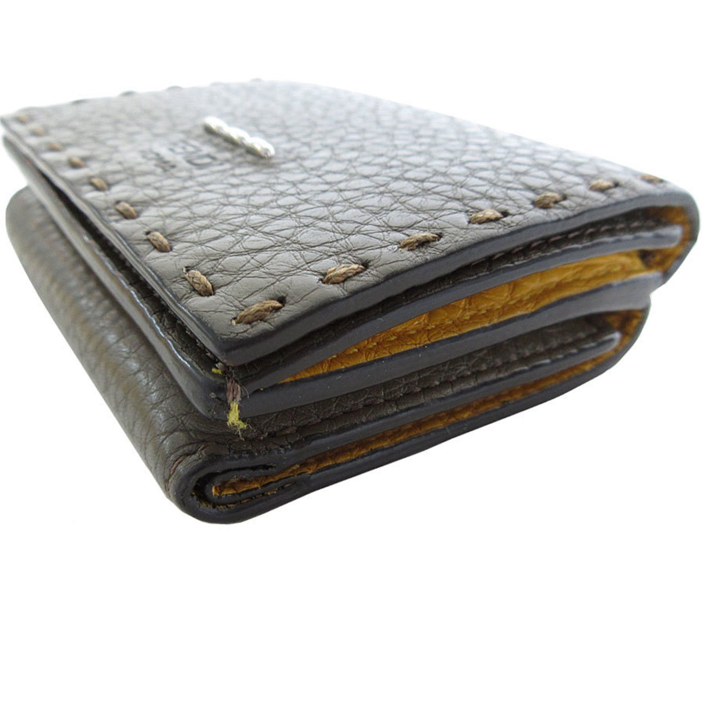 Fendi Tri-Fold Wallet Leather Grey Silver
