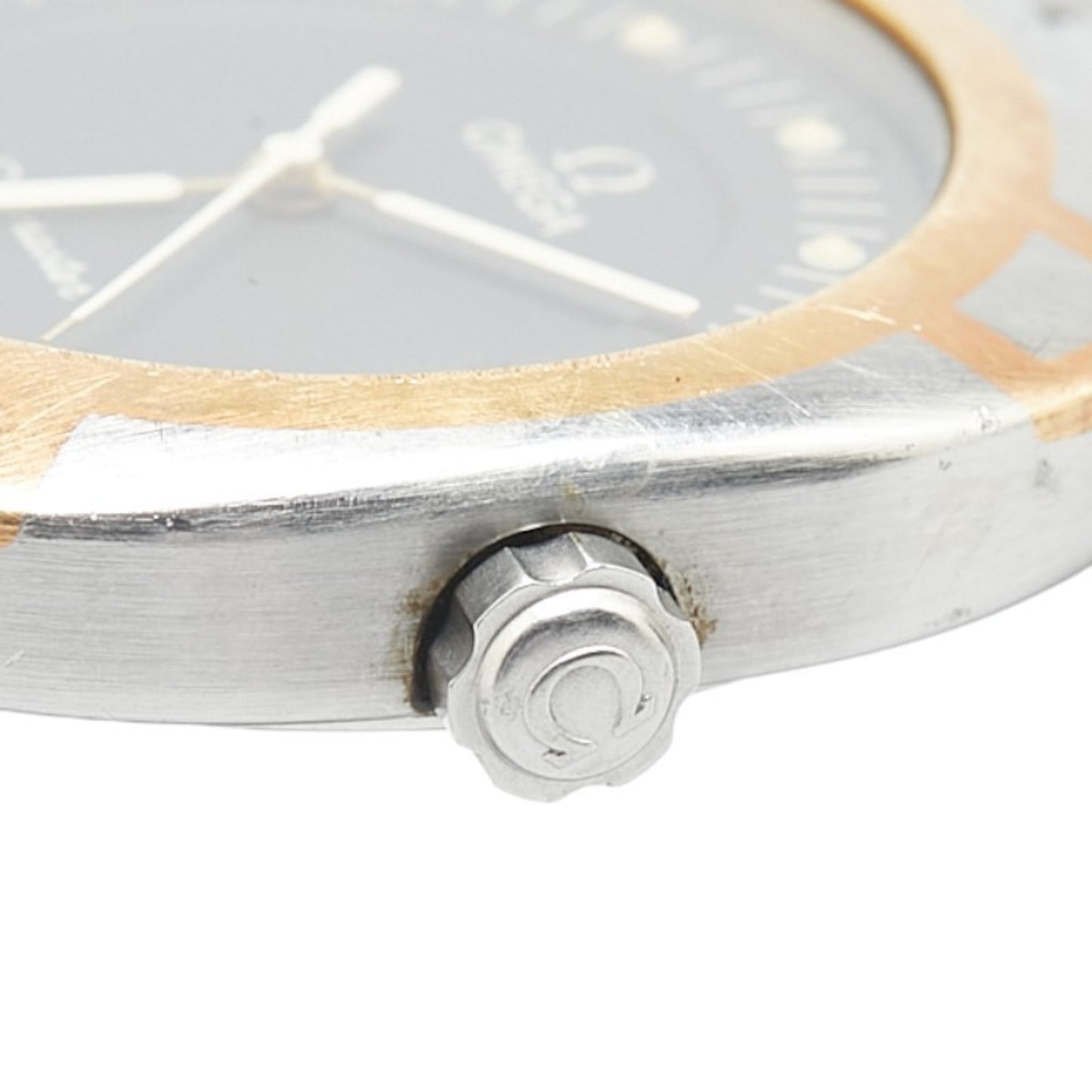 Omega Seamaster Polaris Watch 2510.40 Quartz Gray Dial Stainless Steel Yellow Gold