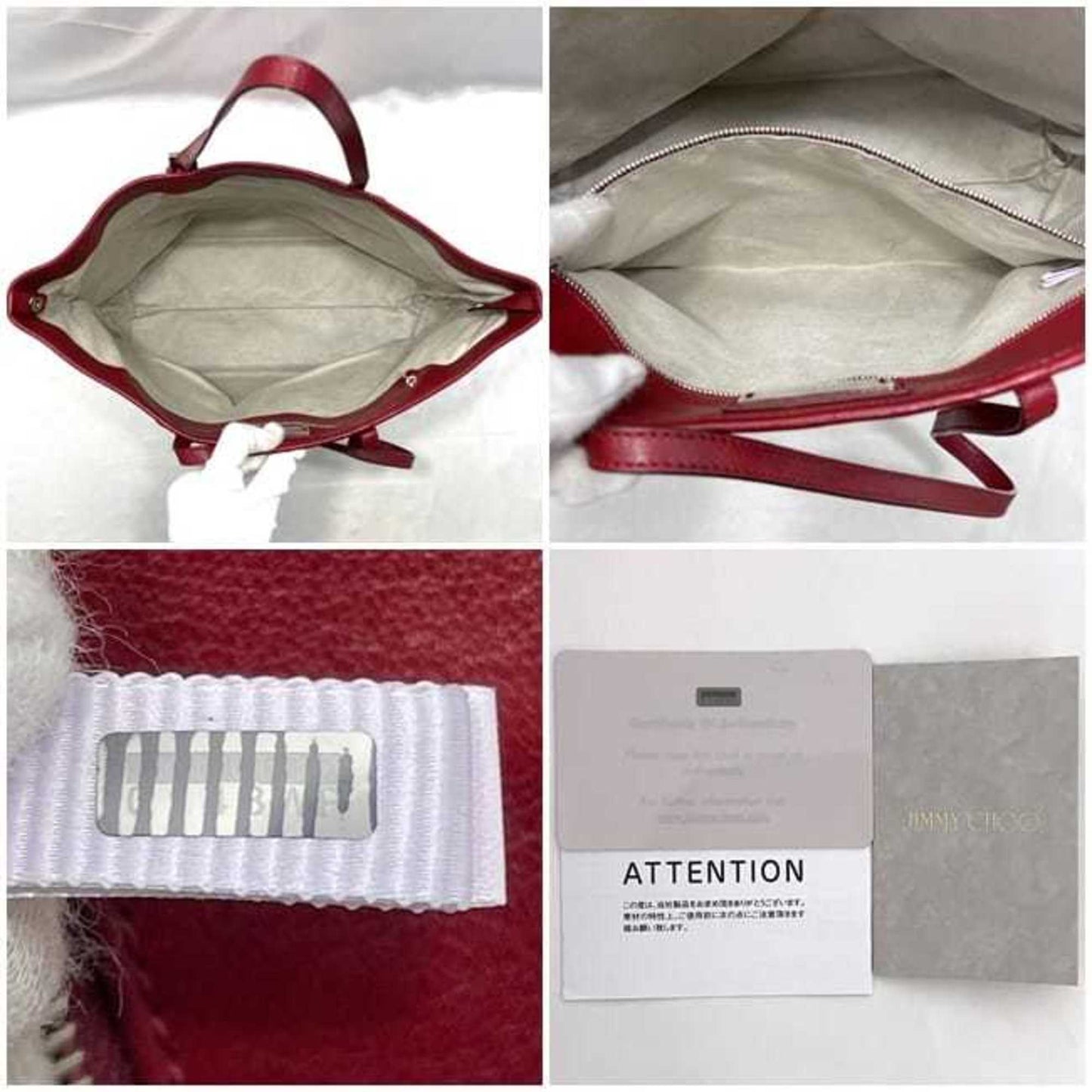 Jimmy Choo Tote Bag Ec-22980 Red Star Studs Leather Jimmy Choo A4