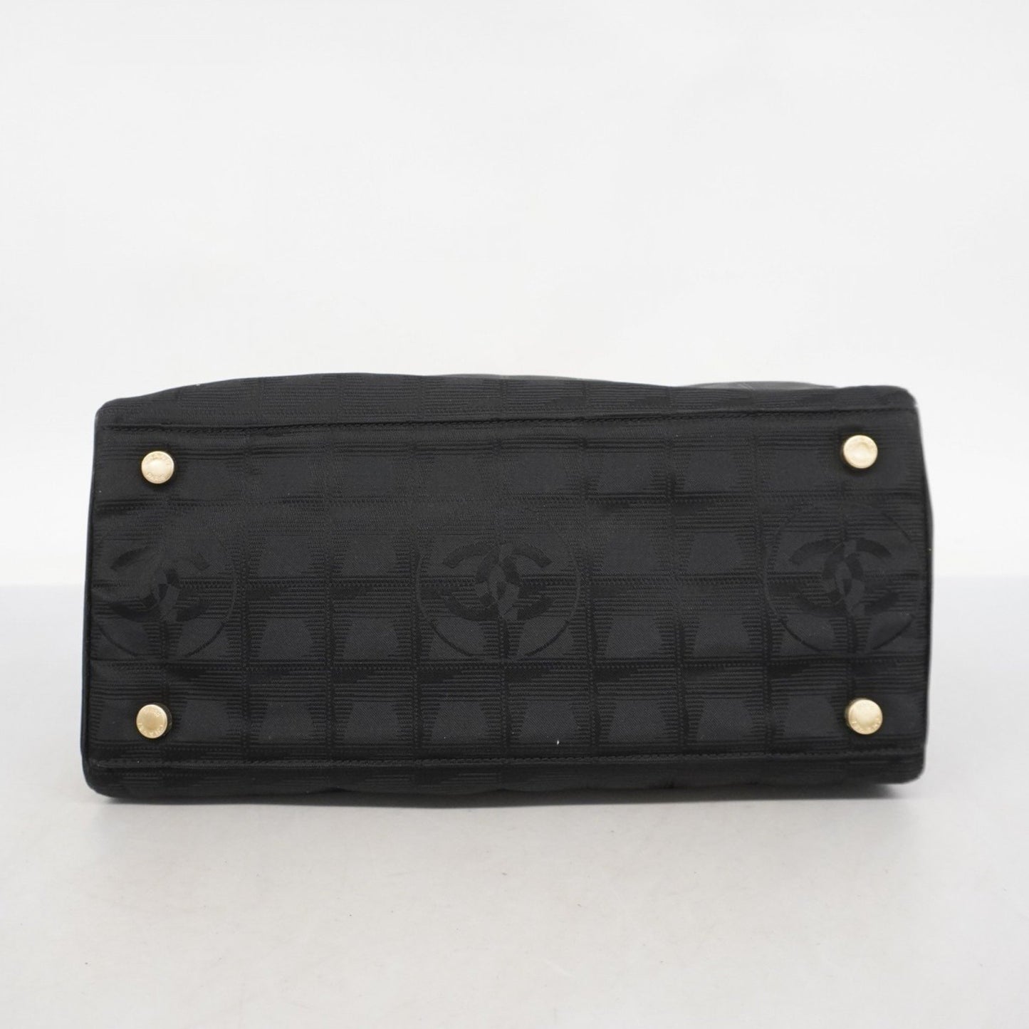 Chanel New Travel Nylon Handbag In Black Champagne