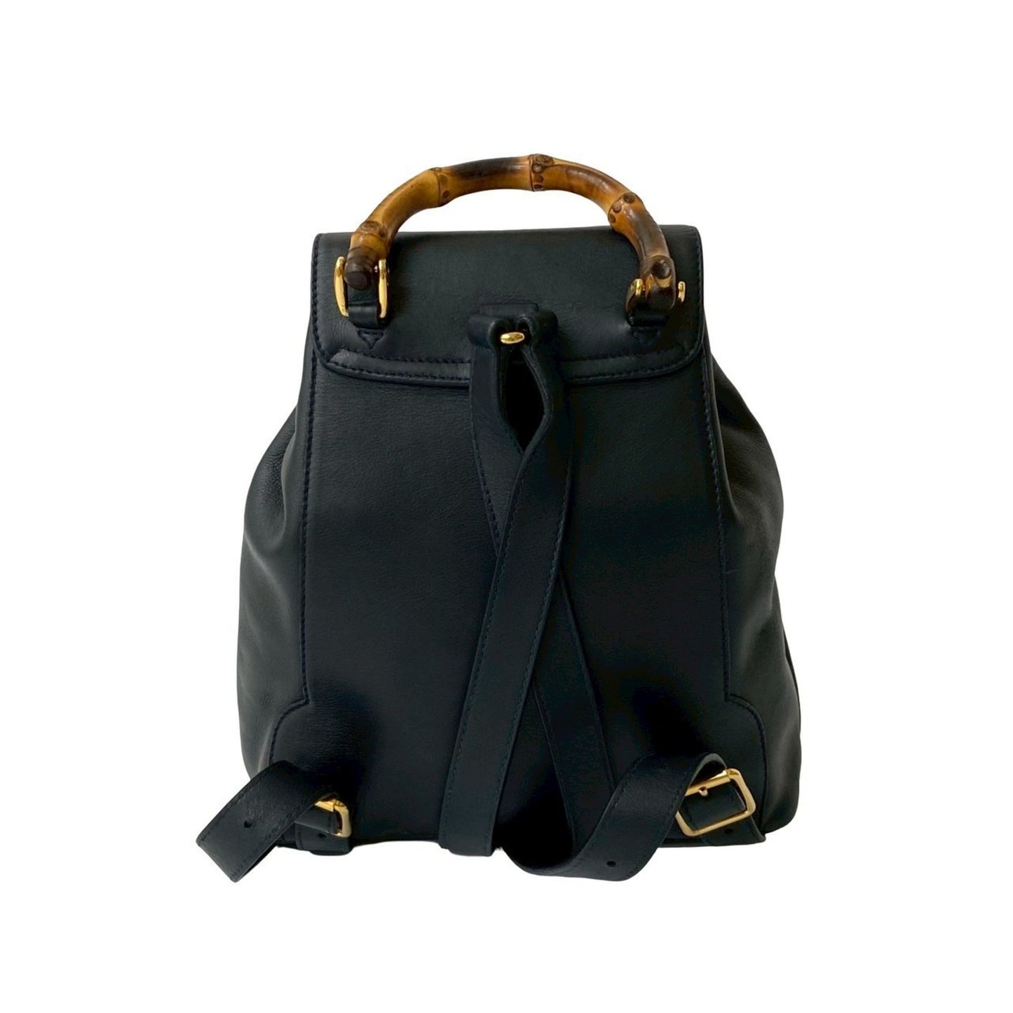 Gucci Bamboo Turnlock Leather Rucksack/Daypack In Dark Navy