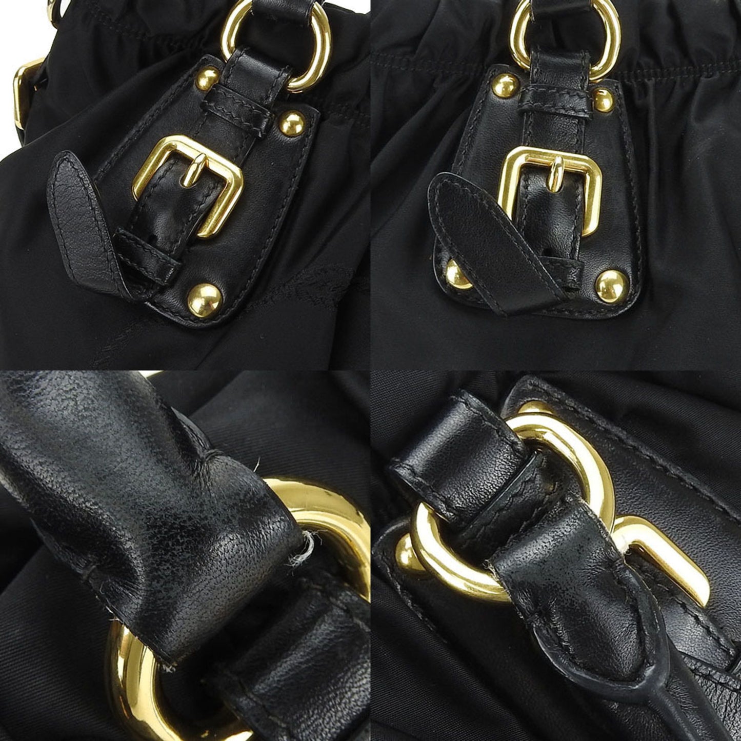 Prada Handbag Shoulder Nylon Leather Black