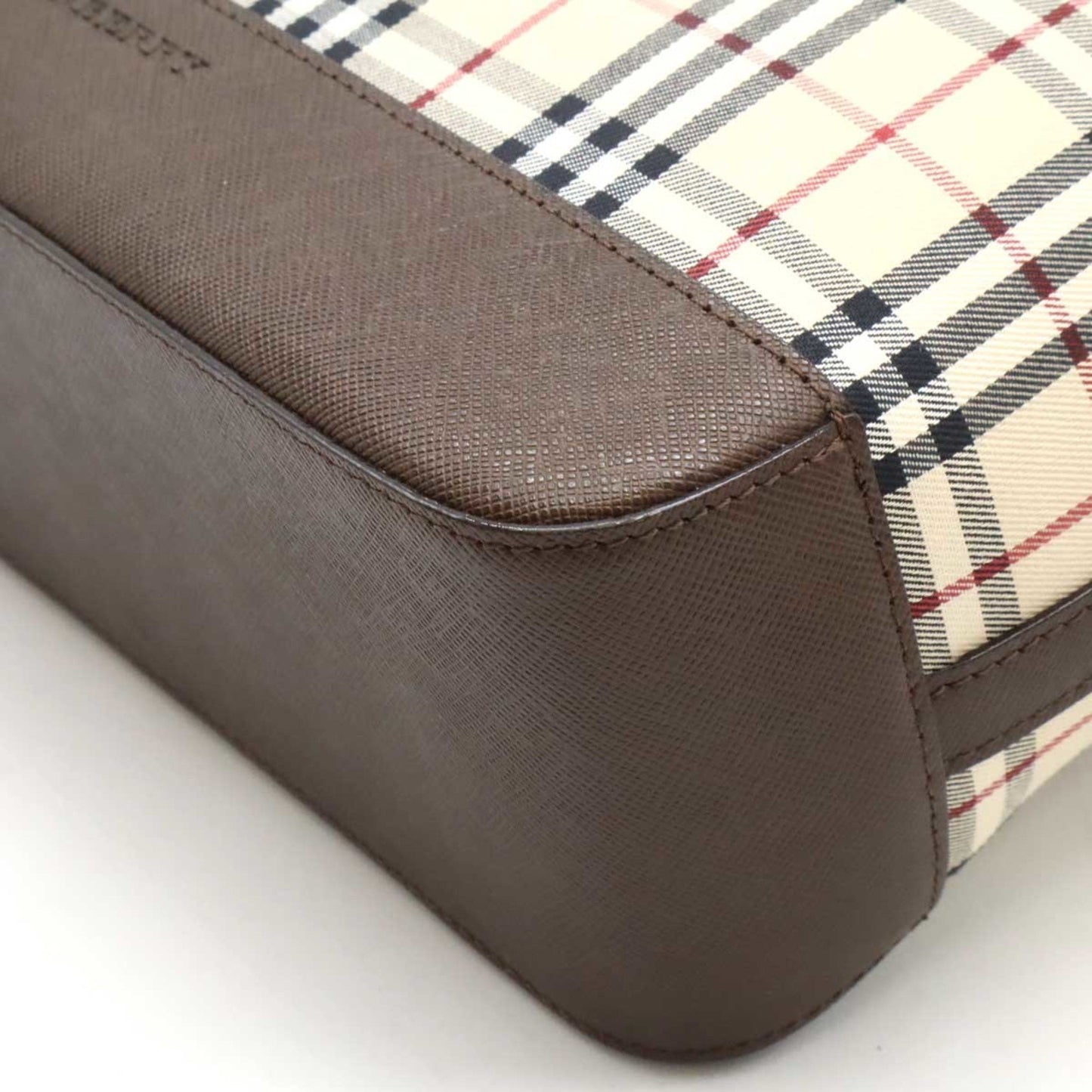 Burberry Nova Check Pattern Tote Bag Shoulder Canvas Leather Beige Black Bordeaux