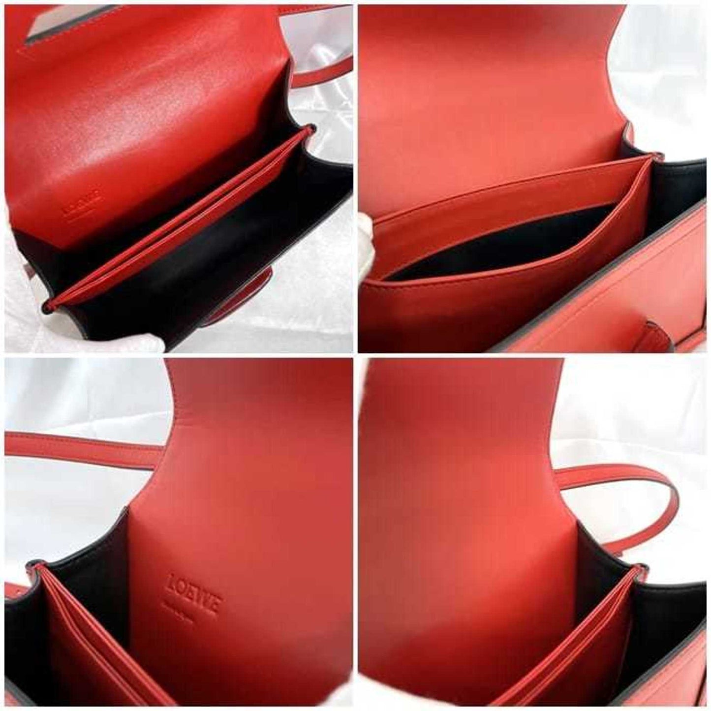 Loewe Shoulder Bag Barcelona Red F-19948 Flap Leather