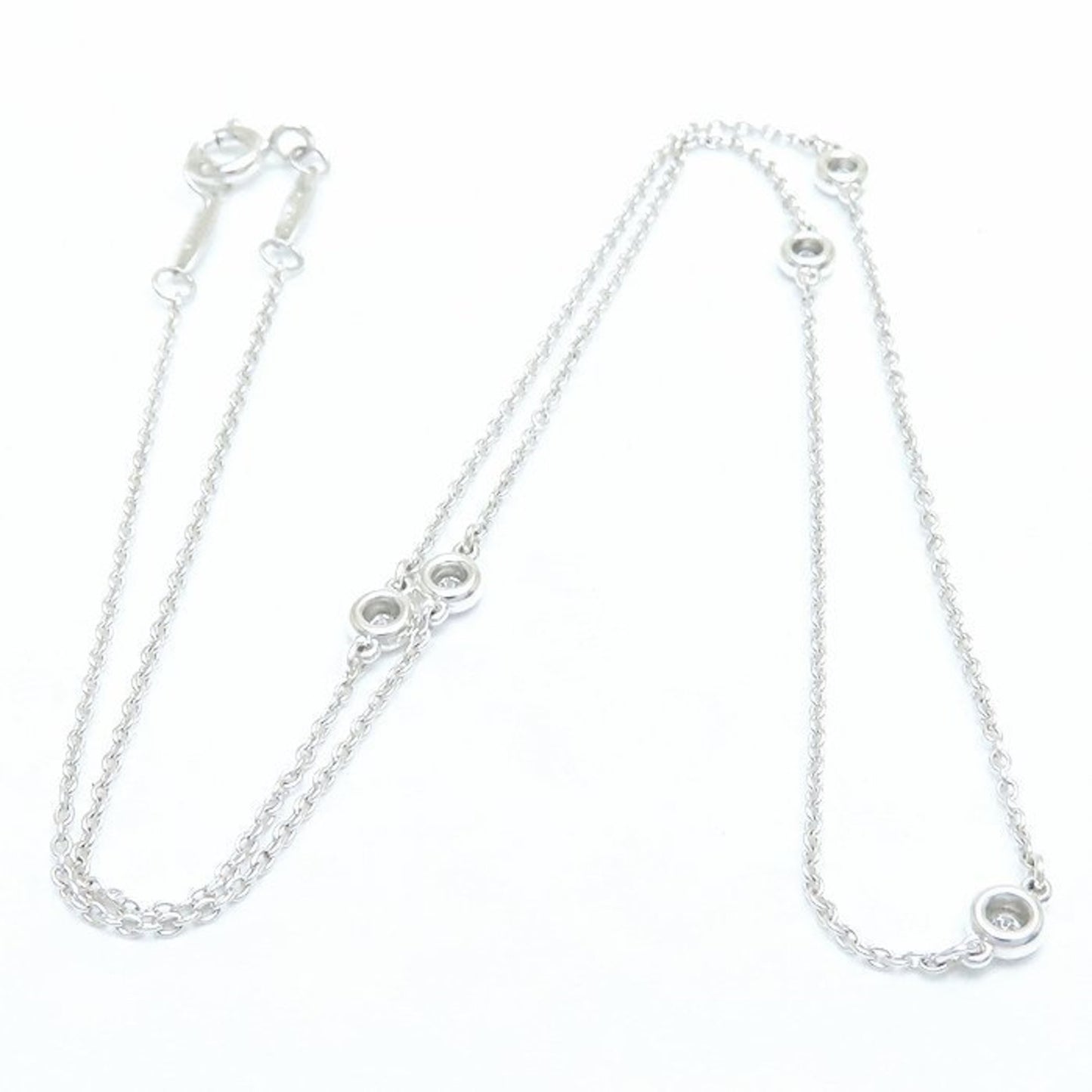 Tiffany & Co. Tiffany By The Yard Necklace With 5 Diamonds And Elsa Peretti Sterling Silver