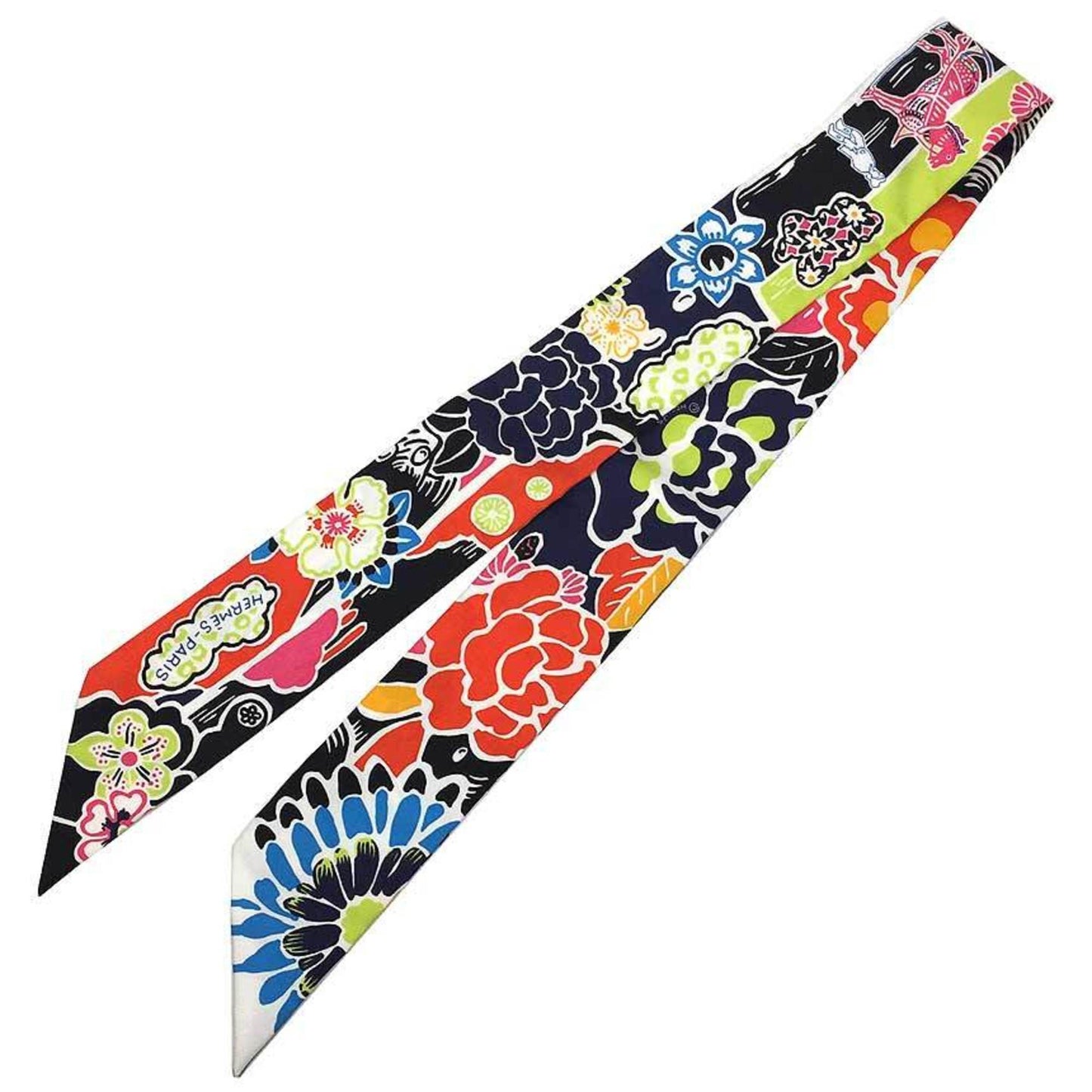 Hermes Hermes Twilly Scarf Muffler Twilly Bingata Bingata 2021Aw Black/Rouge/Multicolor 100% Silk