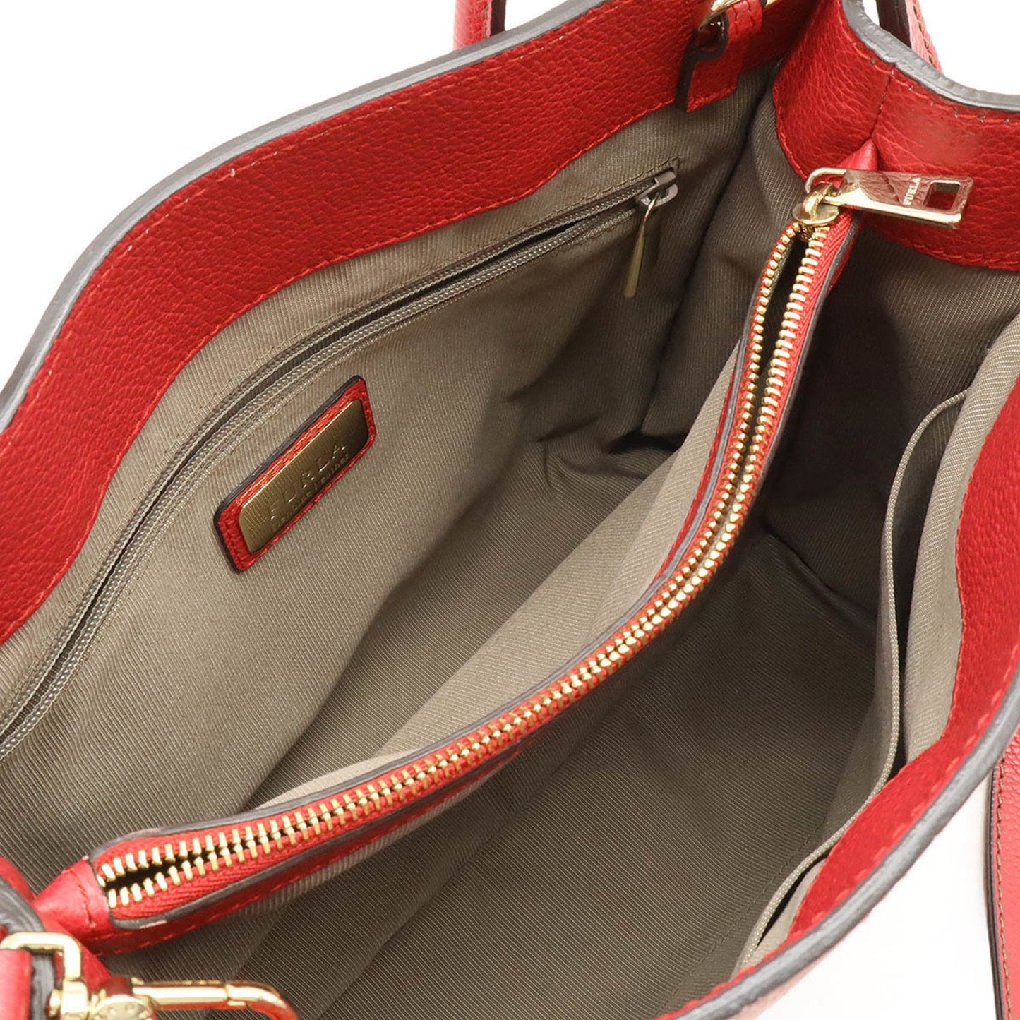 Furla Tessa Handbag Shoulder Bag Leather Red