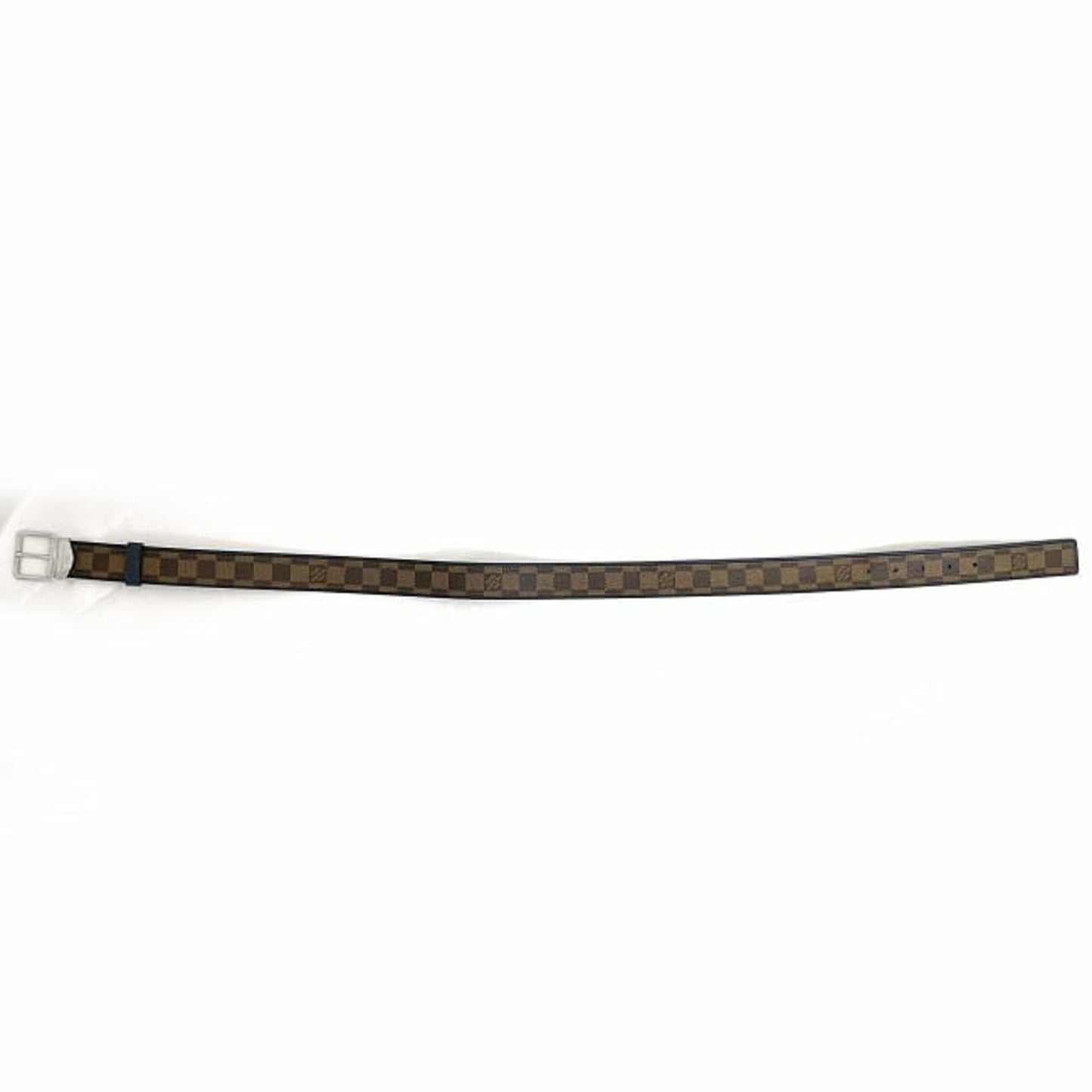 Louis Vuitton Belt Santur Sydney Brown Navy Damier Ebene M9568 F-20089 Waist 35Mm Canvas Leather
