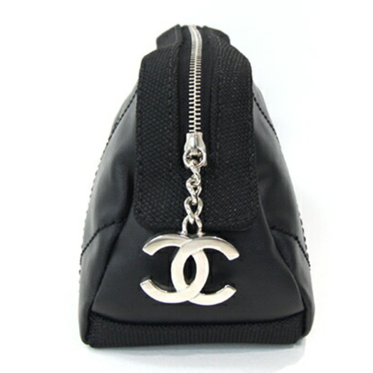 Chanel Pouch Paris Biarritz A34212 Black Coated Canvas Coco Mark Quilted