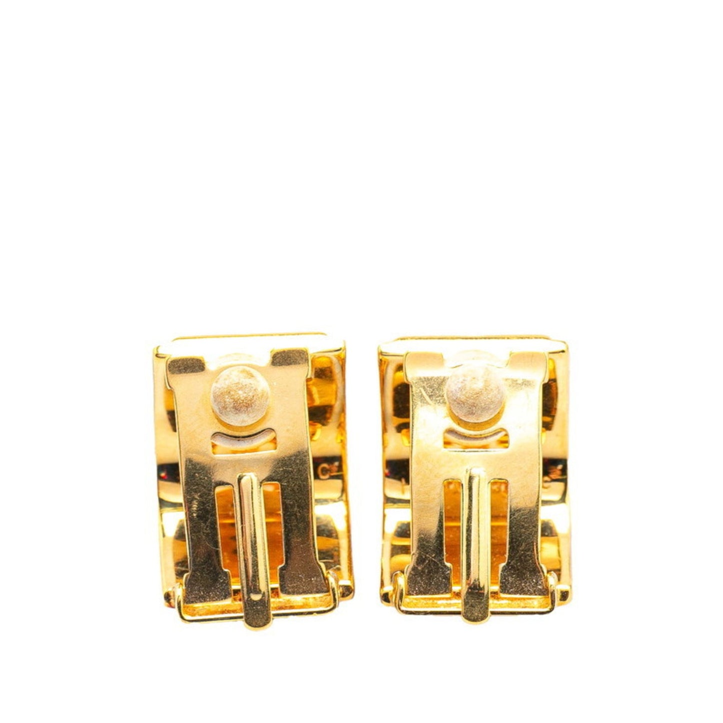 Hermes Enamel Flower Motif Earrings In Gold