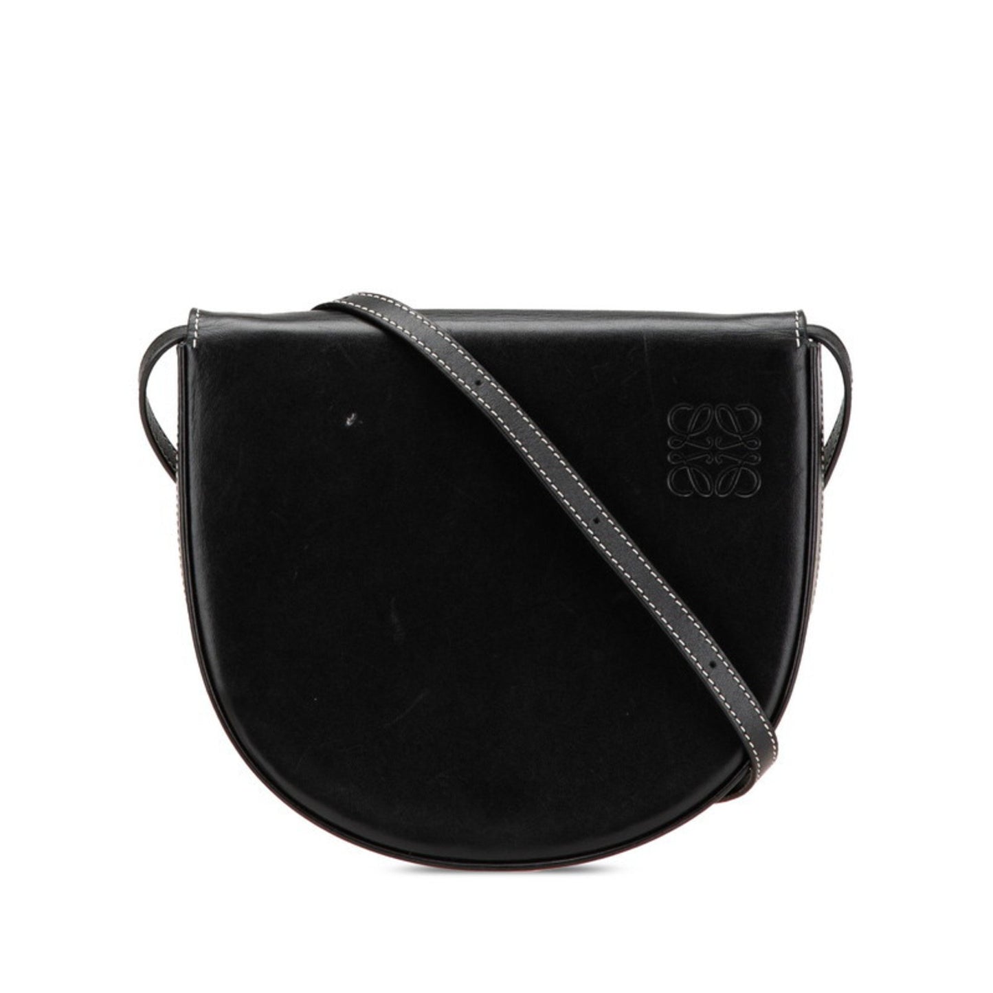 Loewe Anagram Heel Pouch Shoulder Bag Black Leather