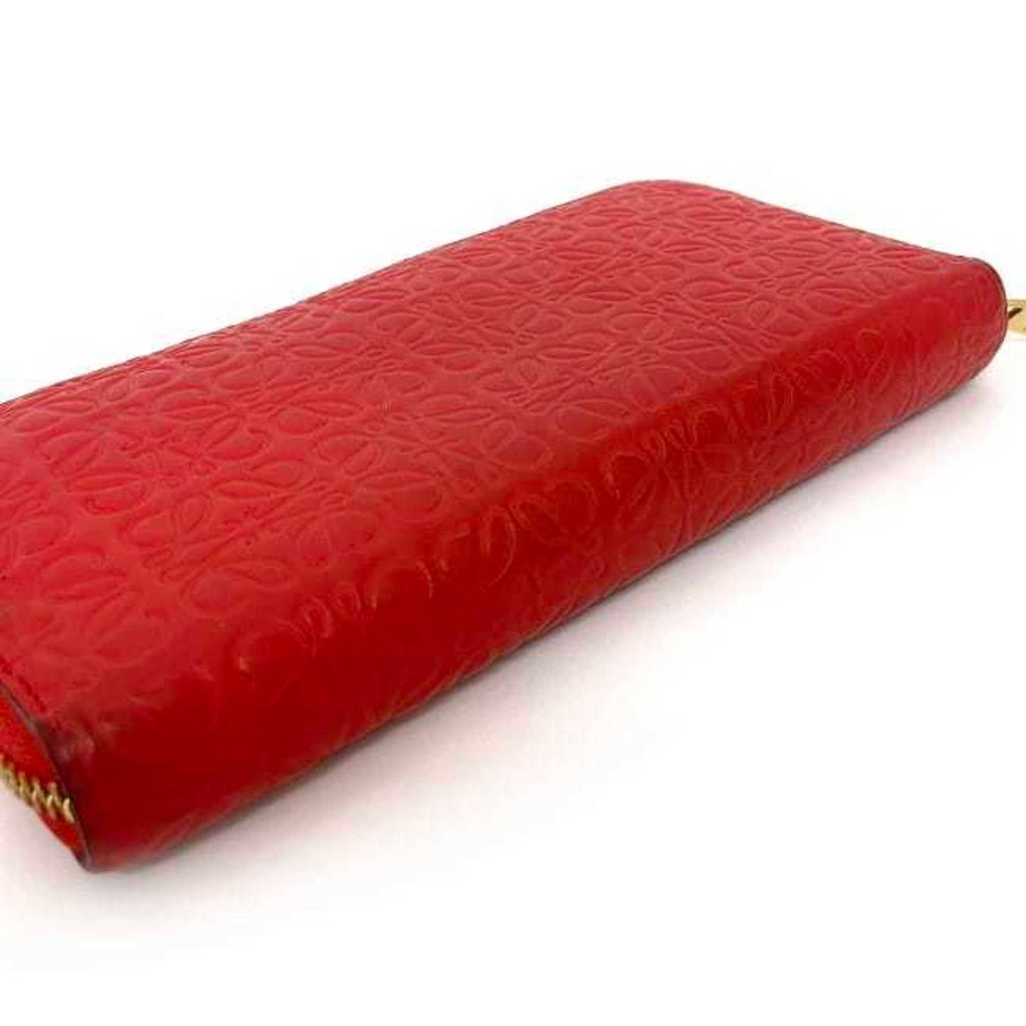 Loewe Round Long Wallet Red Gold Repeat Anagram 107N55.F13 Leather Gp Loewe Embossed