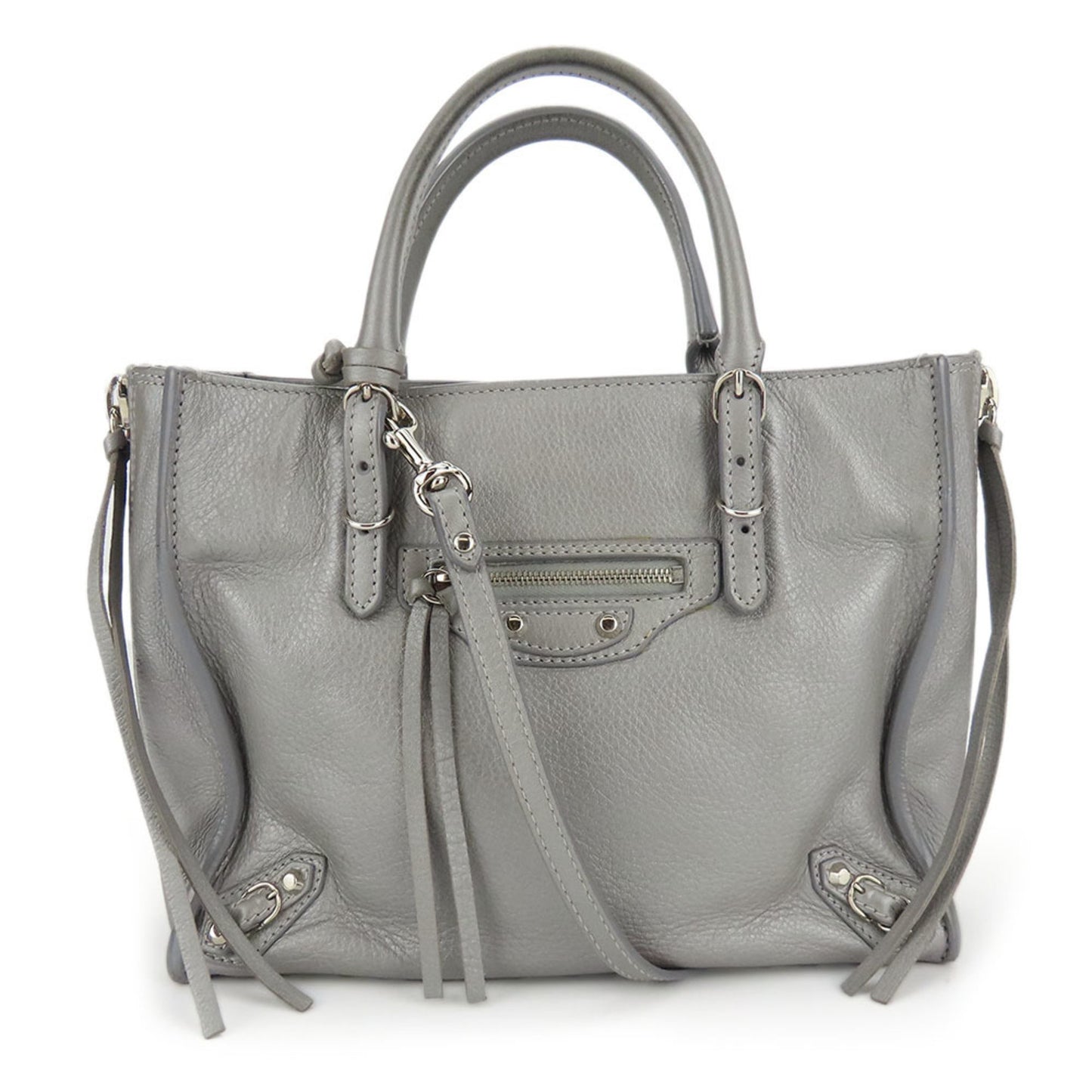 Balenciaga Paper Handbag 357333 Leather Silver Shoulder