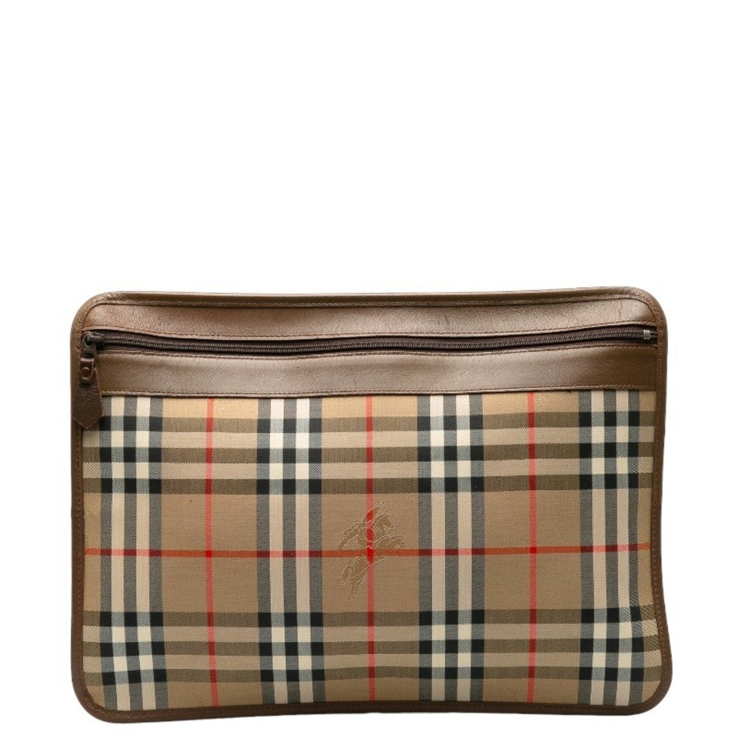 Burberry Nova Check Shadow Horse Clutch Bag In Beige