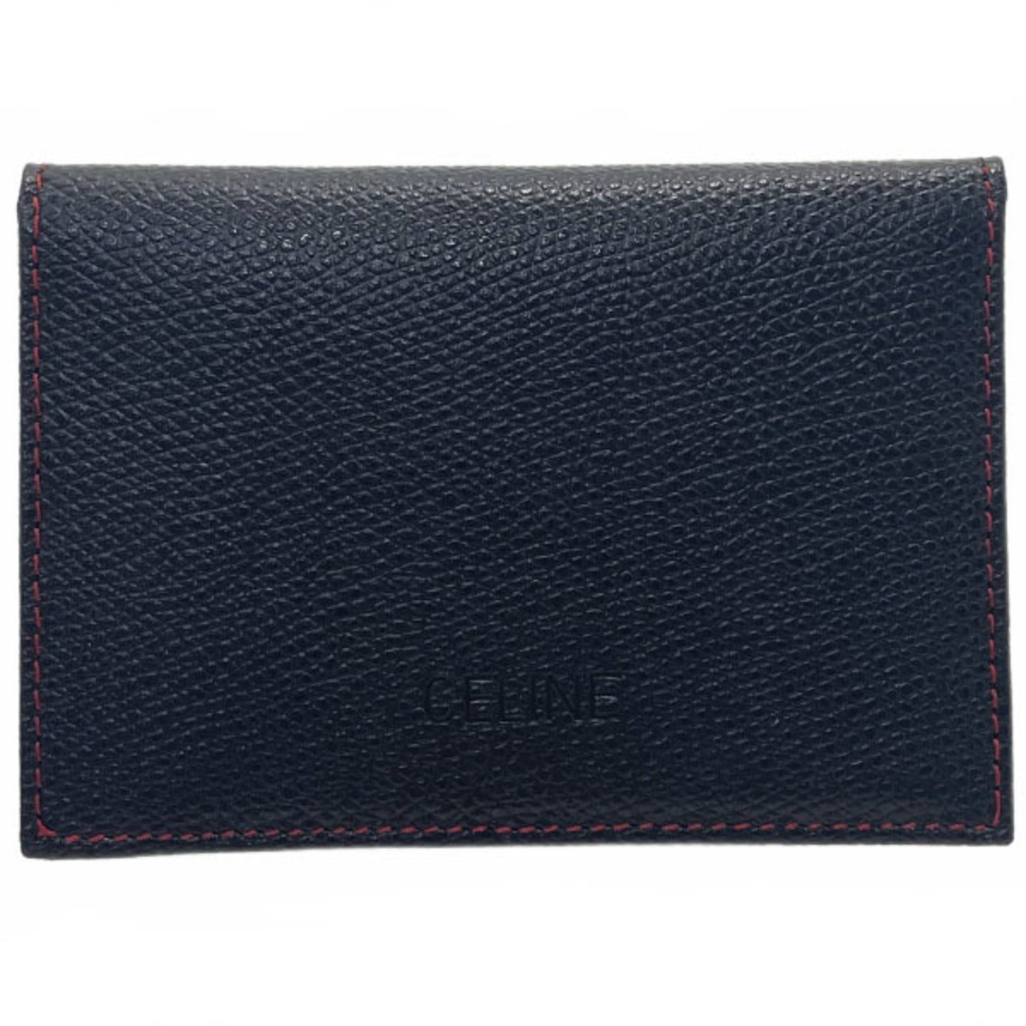 Celine Card Case Business Holder Leather Black Celine Bi-Fold Ic Id Pass Kk-11396