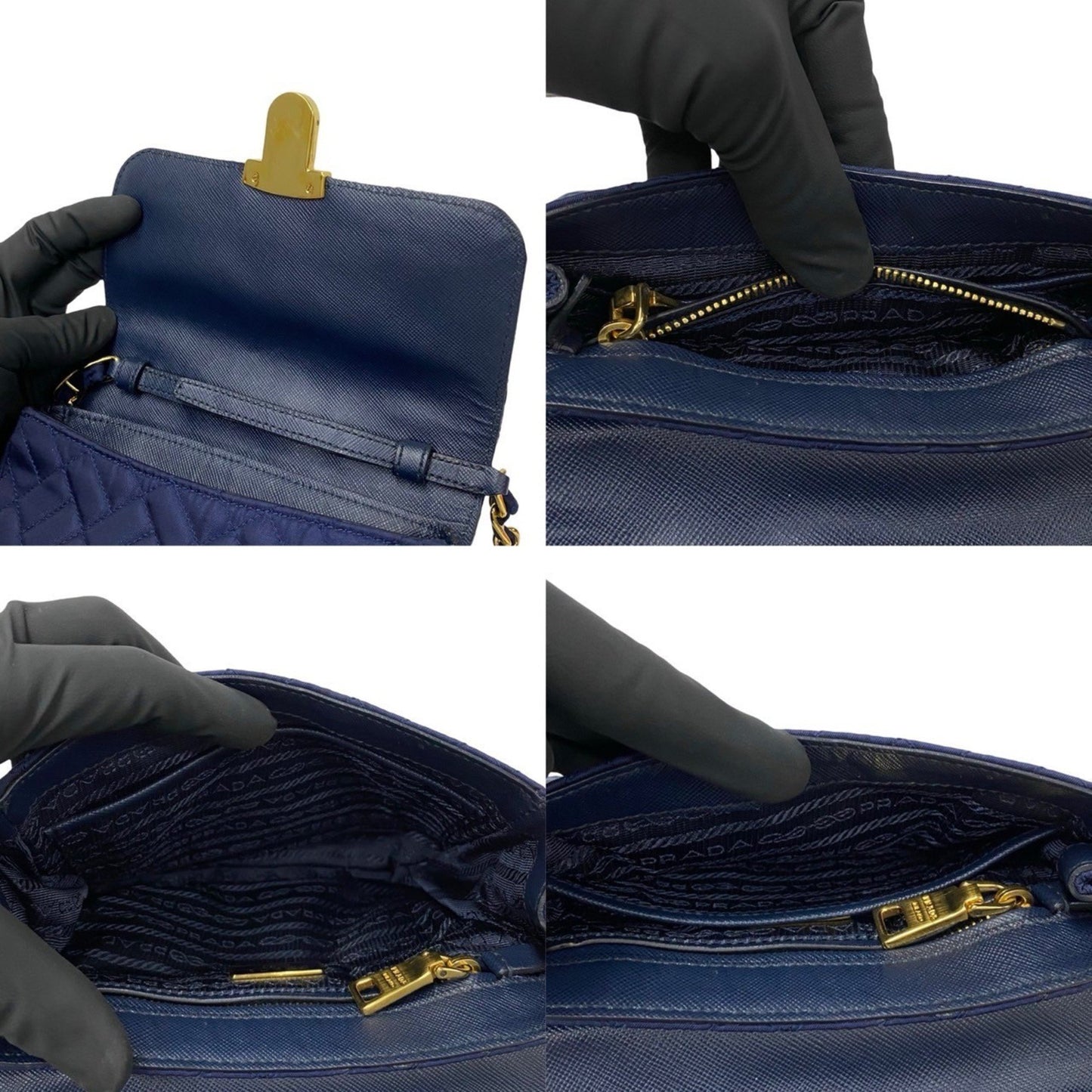Prada Prada Logo Hardware Quilted Nylon And Saffiano Leather Chain Shoulder Bag