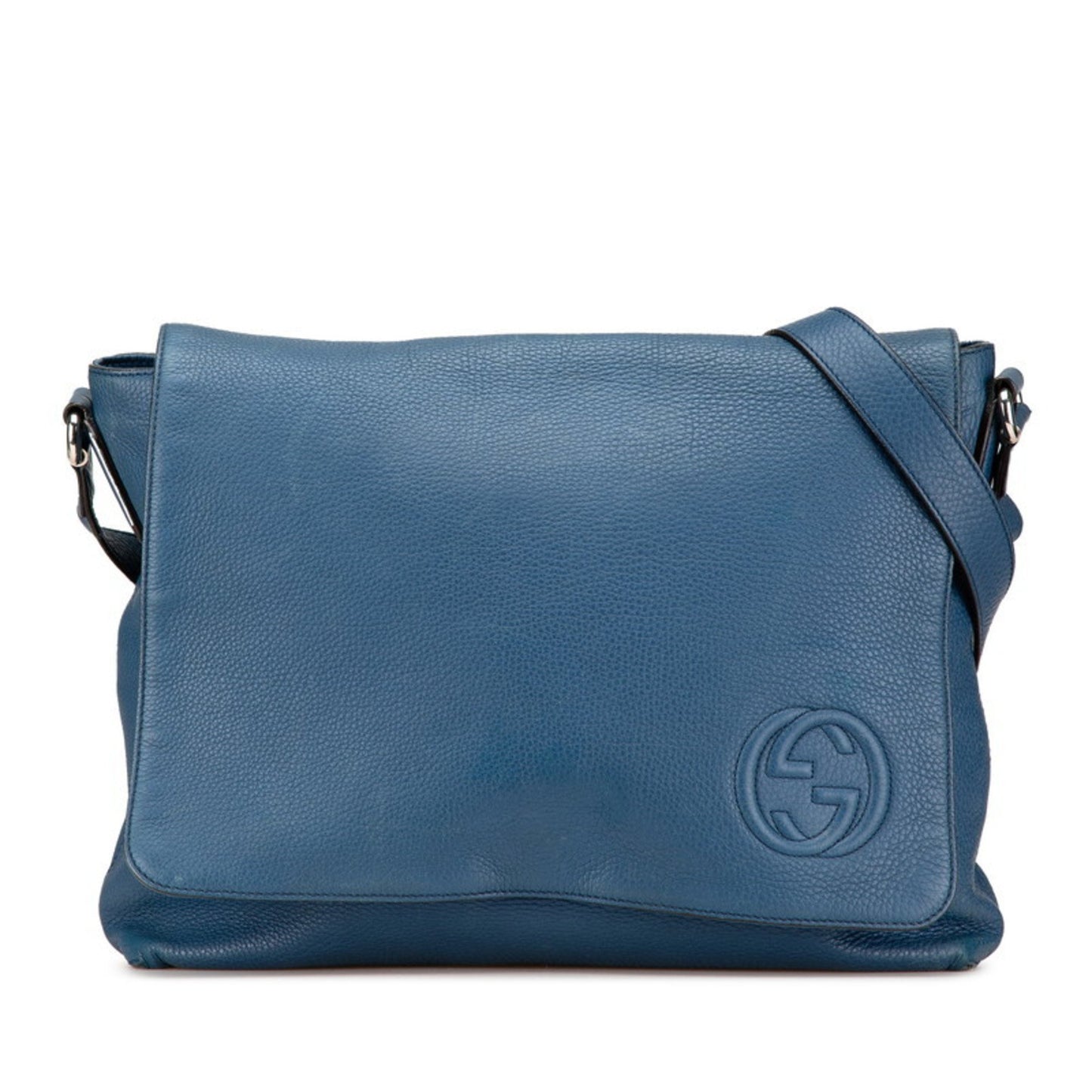 Gucci Interlocking G Shoulder Bag 322056 Blue Leather